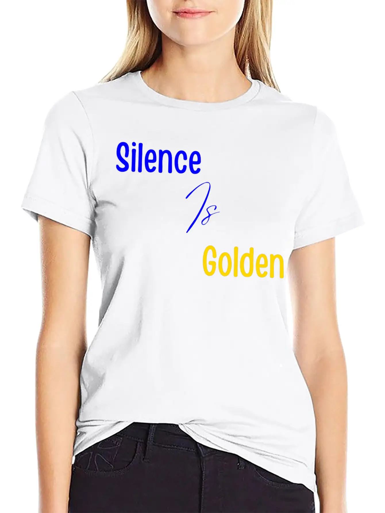 Silence Is Golden Blue Unisex Short Sleeve Soft Cotton T-Shirt – Casual Everyday Wear