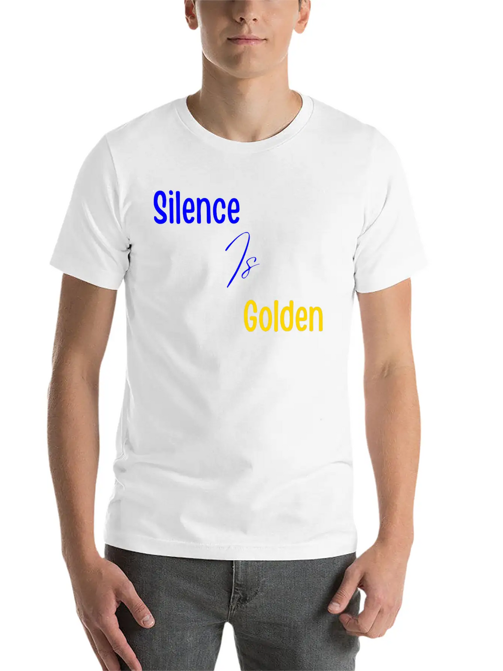 Silence Is Golden Blue Unisex Short Sleeve Soft Cotton T-Shirt – Casual Everyday Wear