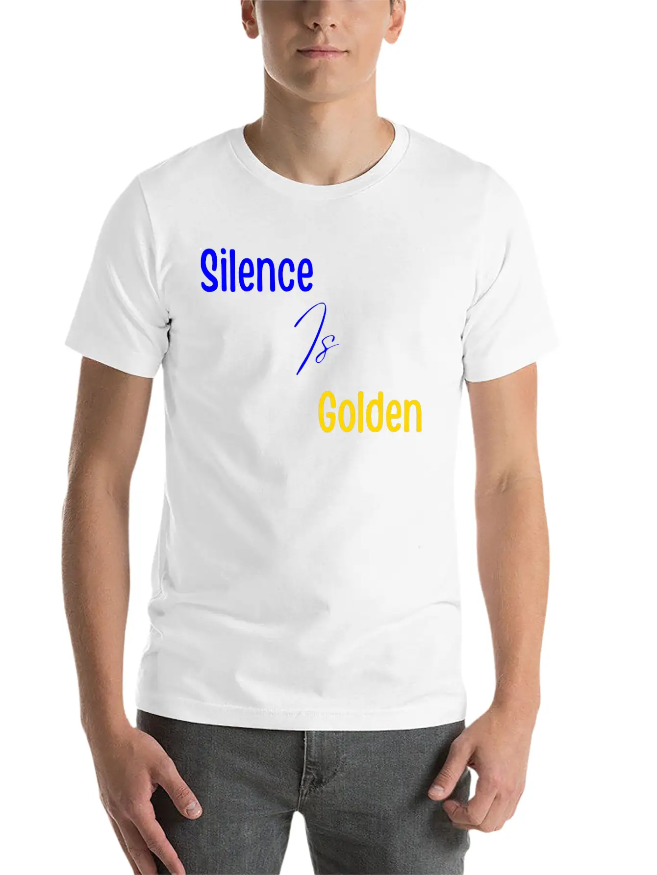 Silence Is Golden Blue Unisex Short Sleeve Soft Cotton T-Shirt – Casual Everyday Wear
