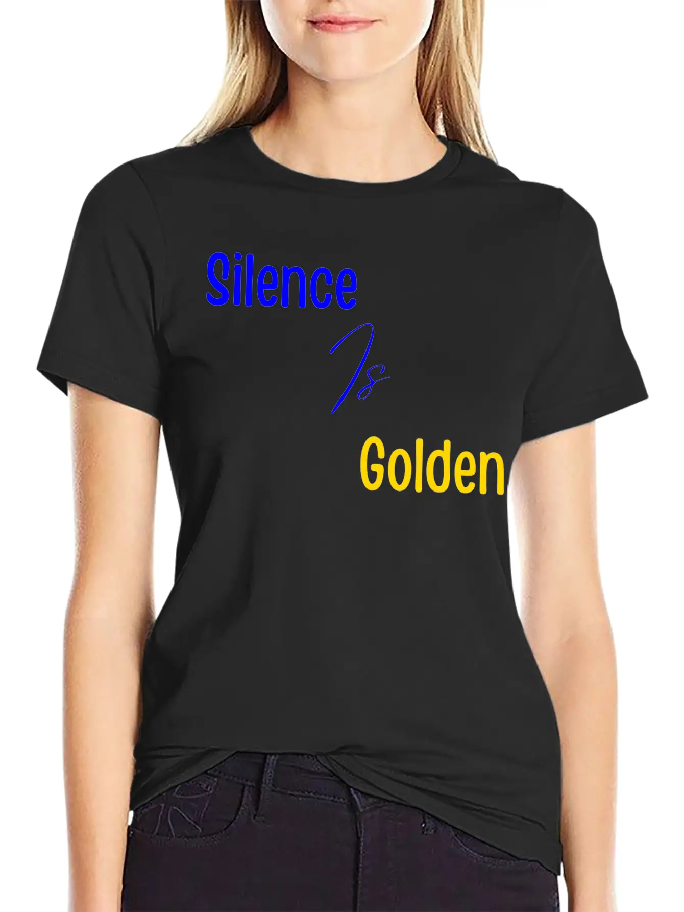 Silence Is Golden Blue Unisex Short Sleeve Soft Cotton T-Shirt – Casual Everyday Wear