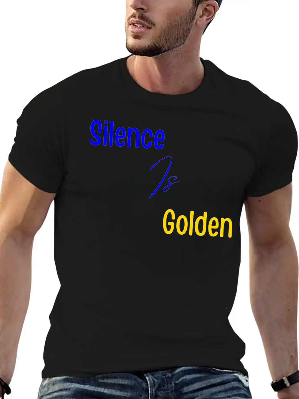 Silence Is Golden Blue Unisex Short Sleeve Soft Cotton T-Shirt – Casual Everyday Wear