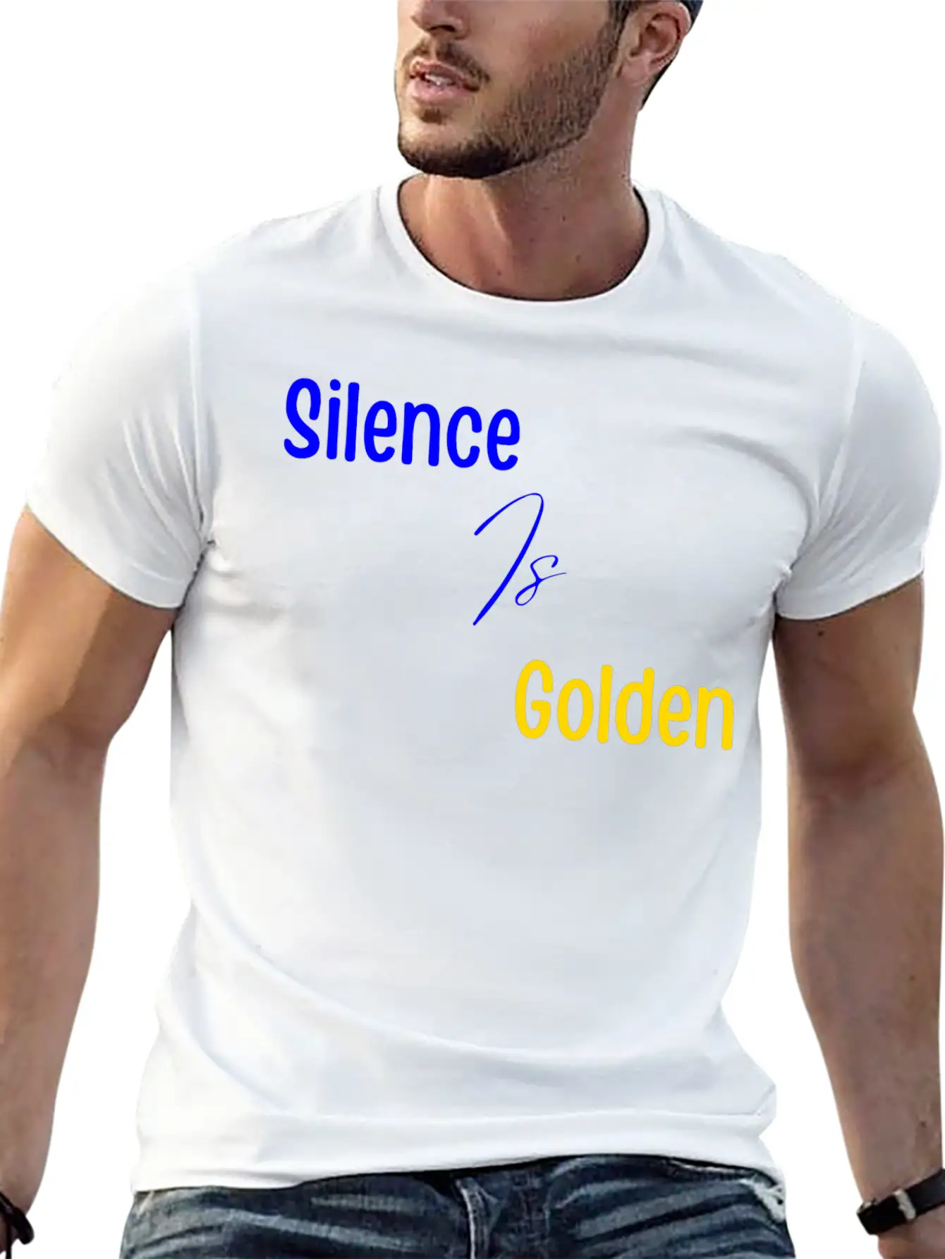 Silence Is Golden Blue Unisex Short Sleeve Soft Cotton T-Shirt – Casual Everyday Wear