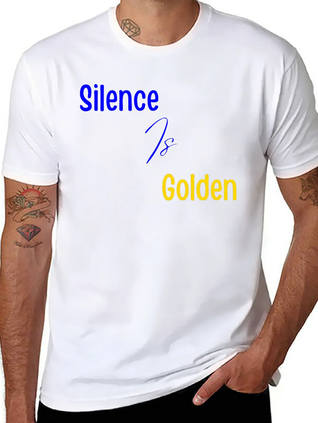 Silence Is Golden Blue Unisex Short Sleeve Soft Cotton T-Shirt – Casual Everyday Wear