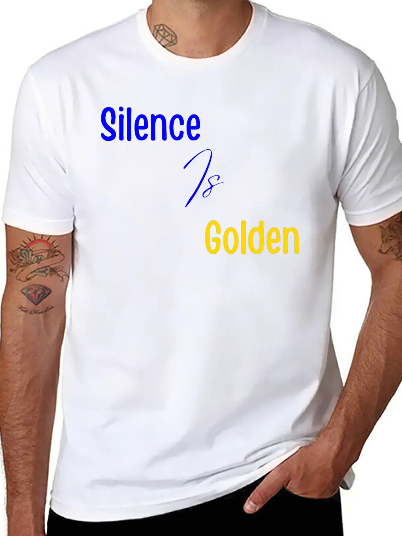 Silence Is Golden Blue Unisex Short Sleeve Soft Cotton T-Shirt – Casual Everyday Wear