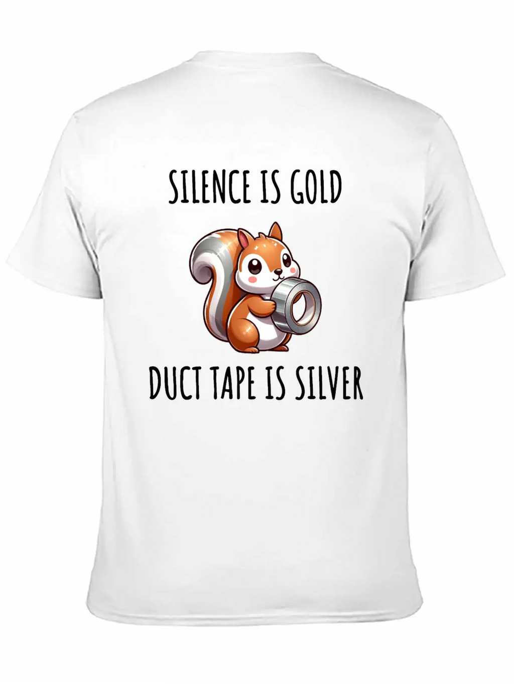 Silence Is Golden Duct Tape Is Silver Squirrel Casual Graphic T-Shirt – Simple And Comfortable Daily Wear