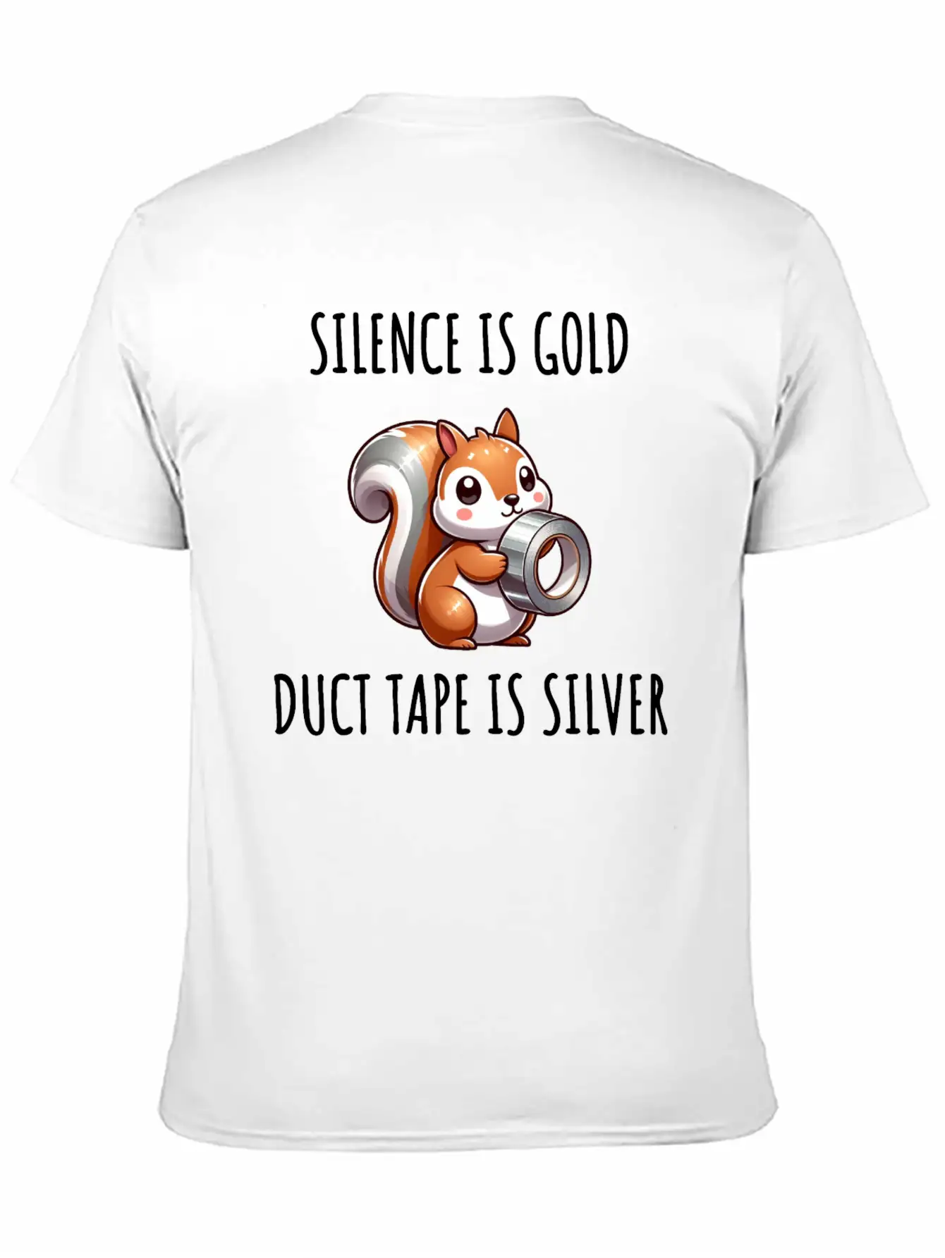 Silence Is Golden Duct Tape Is Silver Squirrel Casual Graphic T-Shirt – Simple And Comfortable Daily Wear