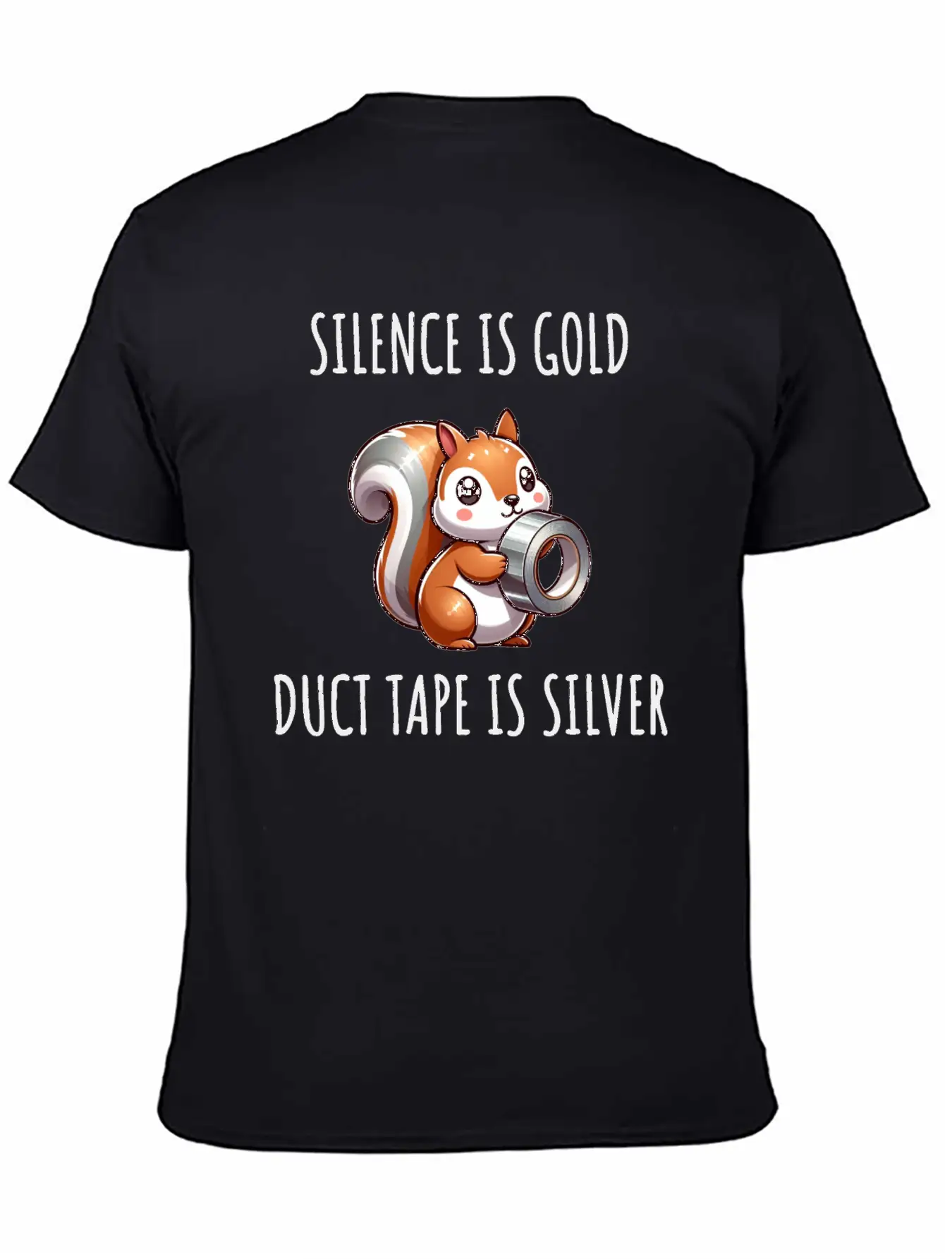 Silence Is Golden Duct Tape Is Silver Squirrel Casual Graphic T-Shirt – Simple And Comfortable Daily Wear