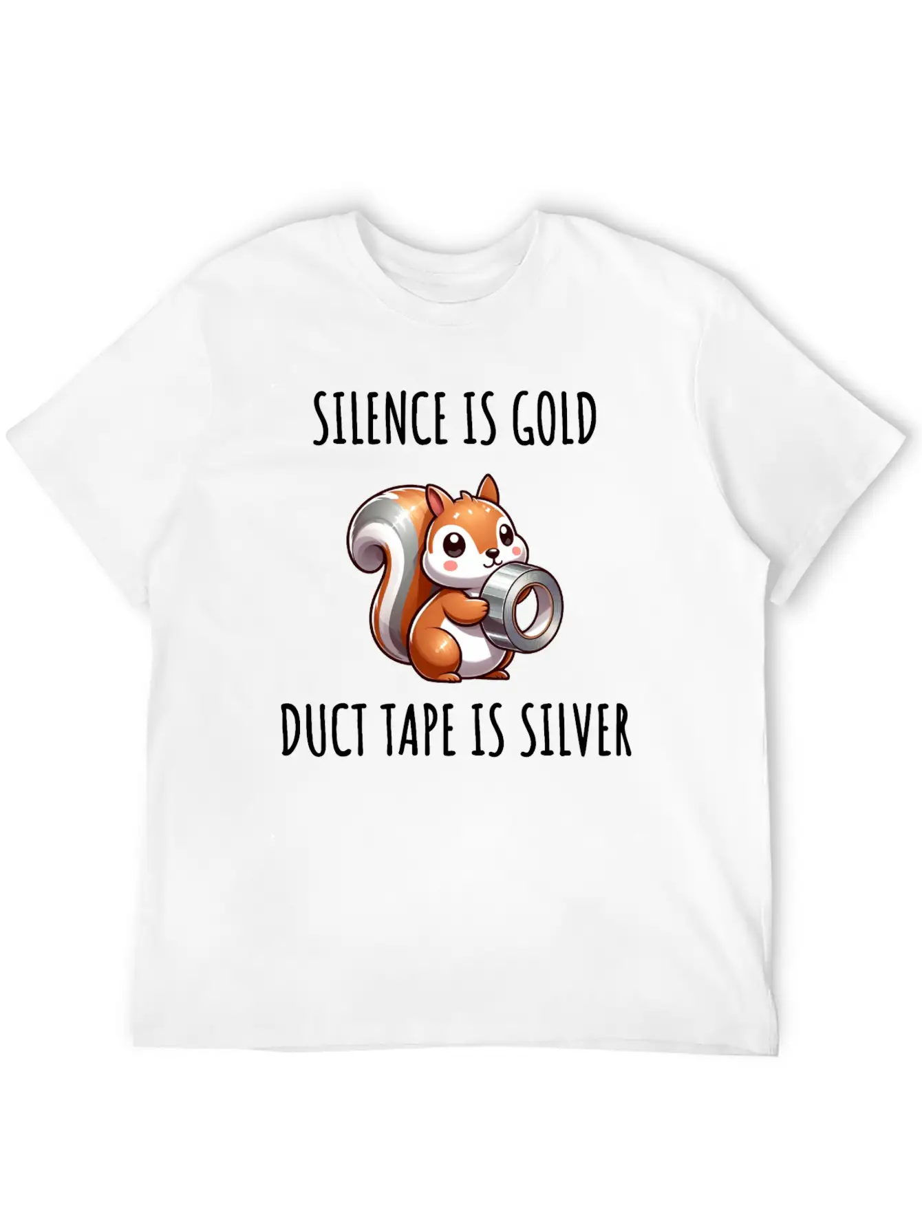 Silence Is Golden Duct Tape Is Silver Squirrel Casual Graphic T-Shirt – Simple And Comfortable Daily Wear