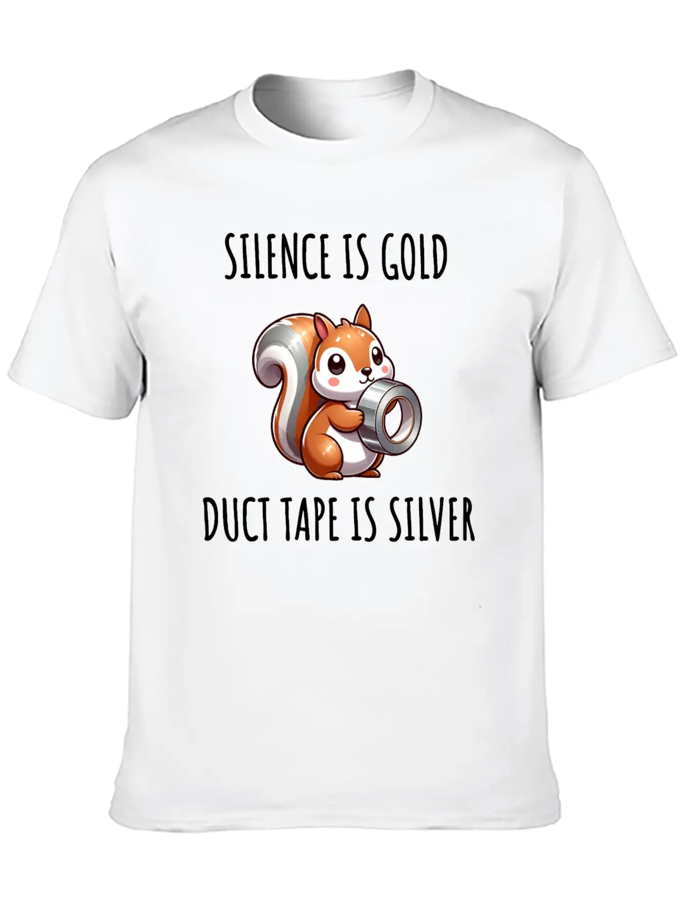 Silence Is Golden Duct Tape Is Silver Squirrel Casual Graphic T-Shirt – Simple And Comfortable Daily Wear