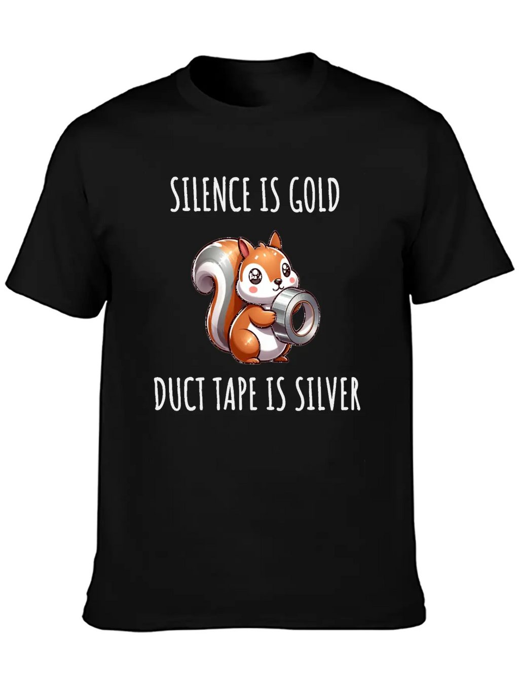 Silence Is Golden Duct Tape Is Silver Squirrel Casual Graphic T-Shirt – Simple And Comfortable Daily Wear