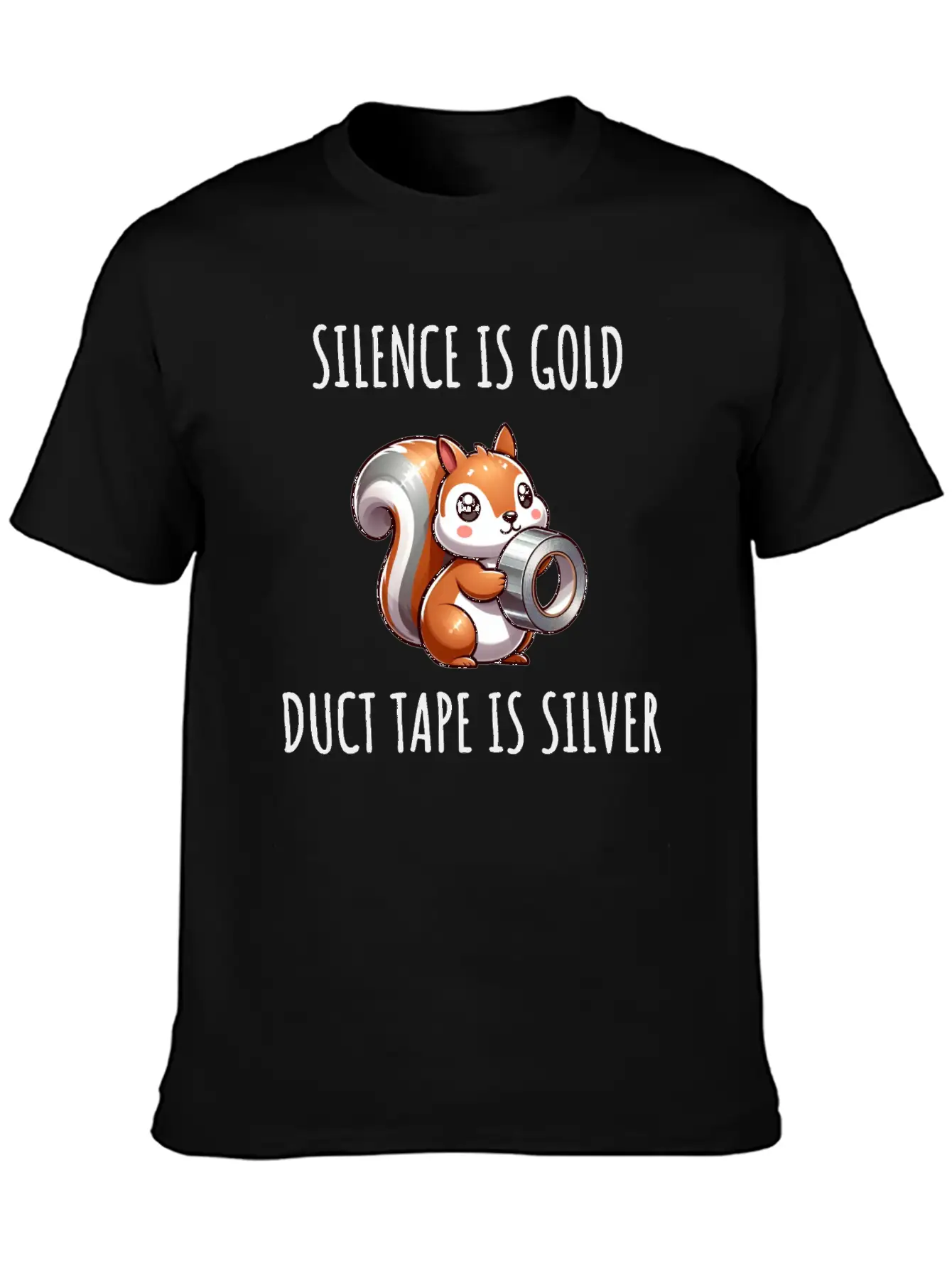 Silence Is Golden Duct Tape Is Silver Squirrel Casual Graphic T-Shirt – Simple And Comfortable Daily Wear