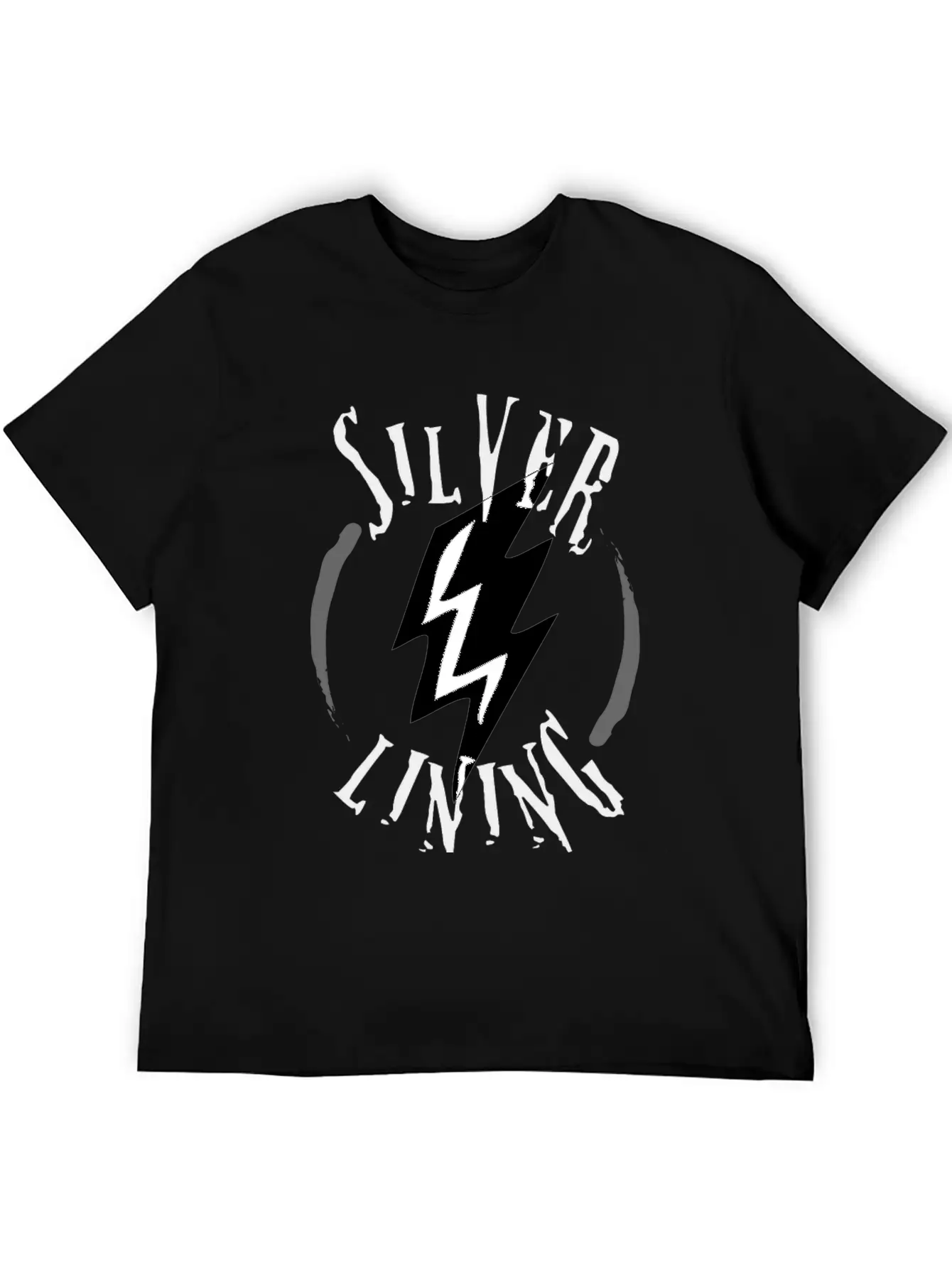 SILVER LINING Typography Logo Design Breathable Soft Cotton T-Shirt – Timeless Casual Look