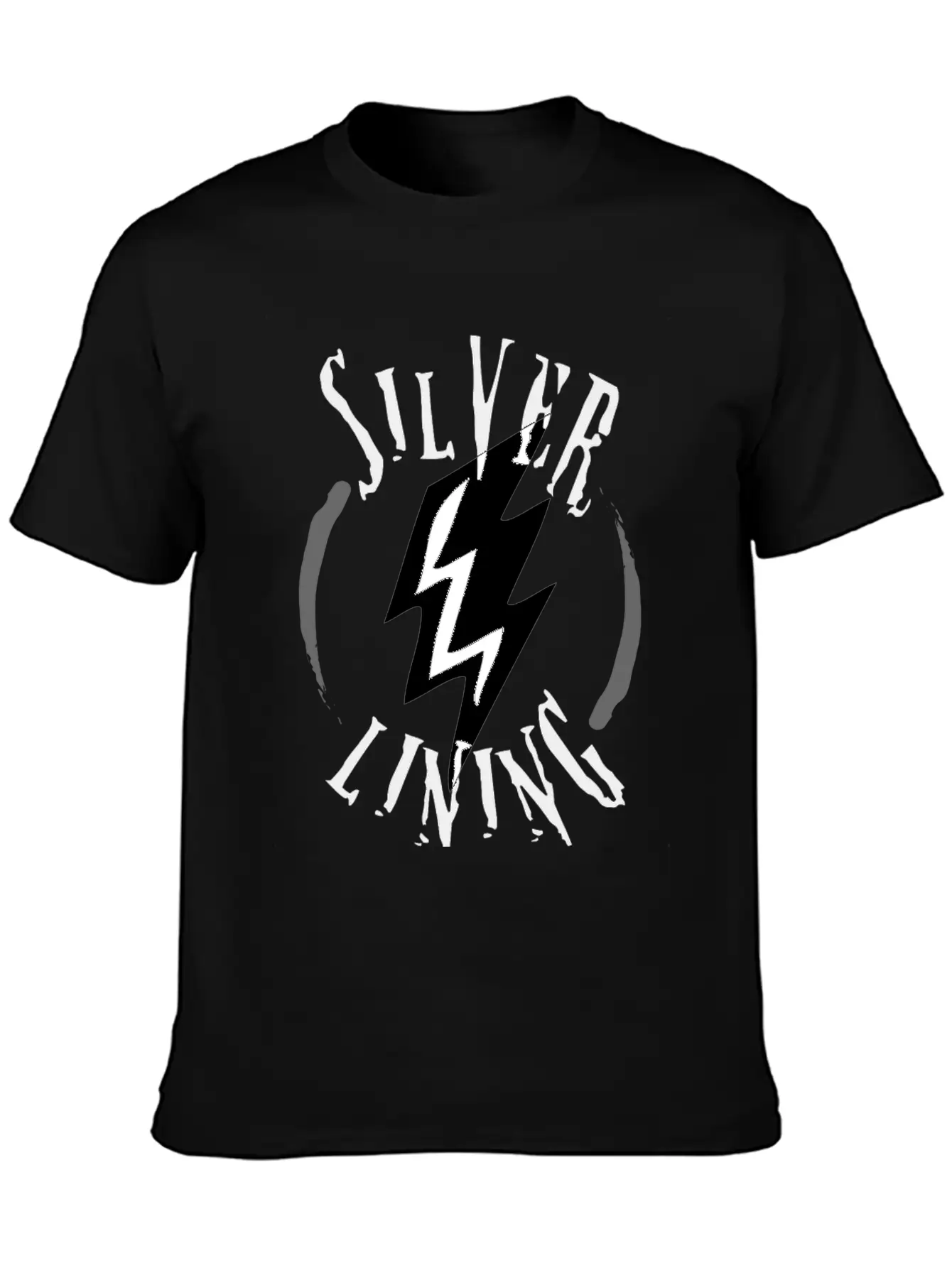 SILVER LINING Typography Logo Design Breathable Soft Cotton T-Shirt – Timeless Casual Look