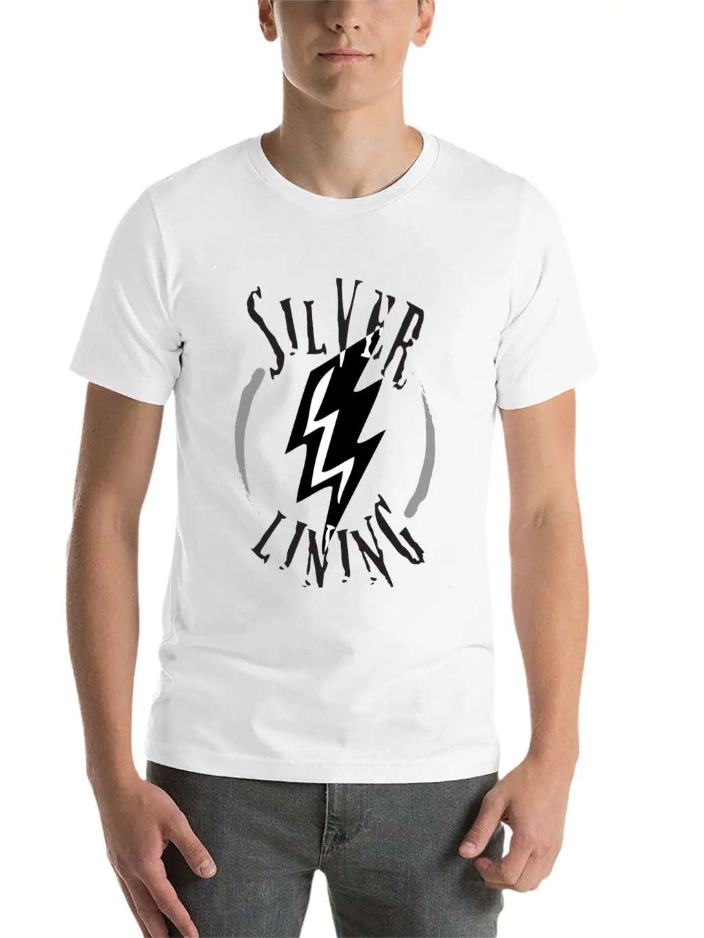 SILVER LINING Typography Logo Design Breathable Soft Cotton T-Shirt – Timeless Casual Look