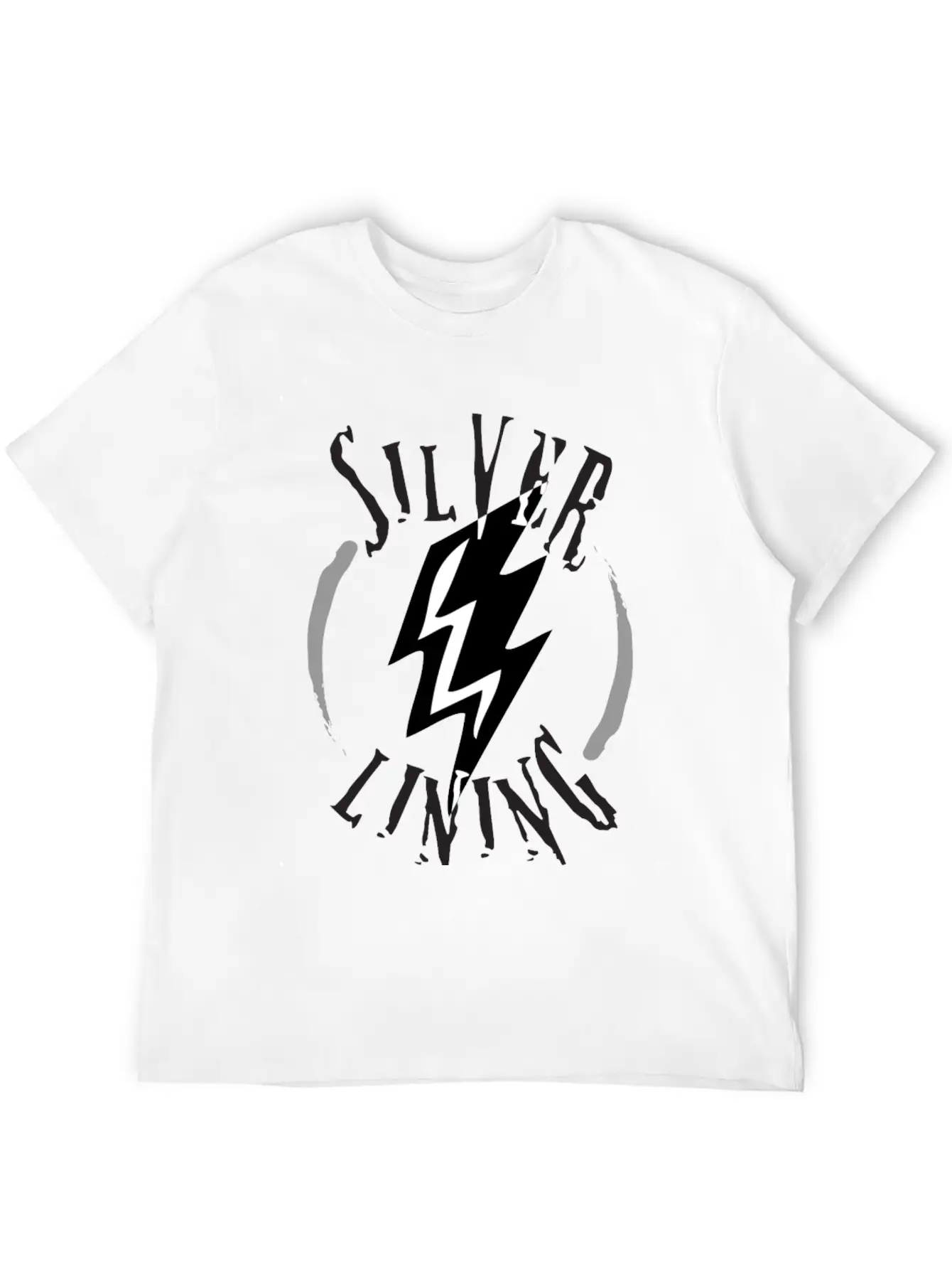 SILVER LINING Typography Logo Design Breathable Soft Cotton T-Shirt – Timeless Casual Look