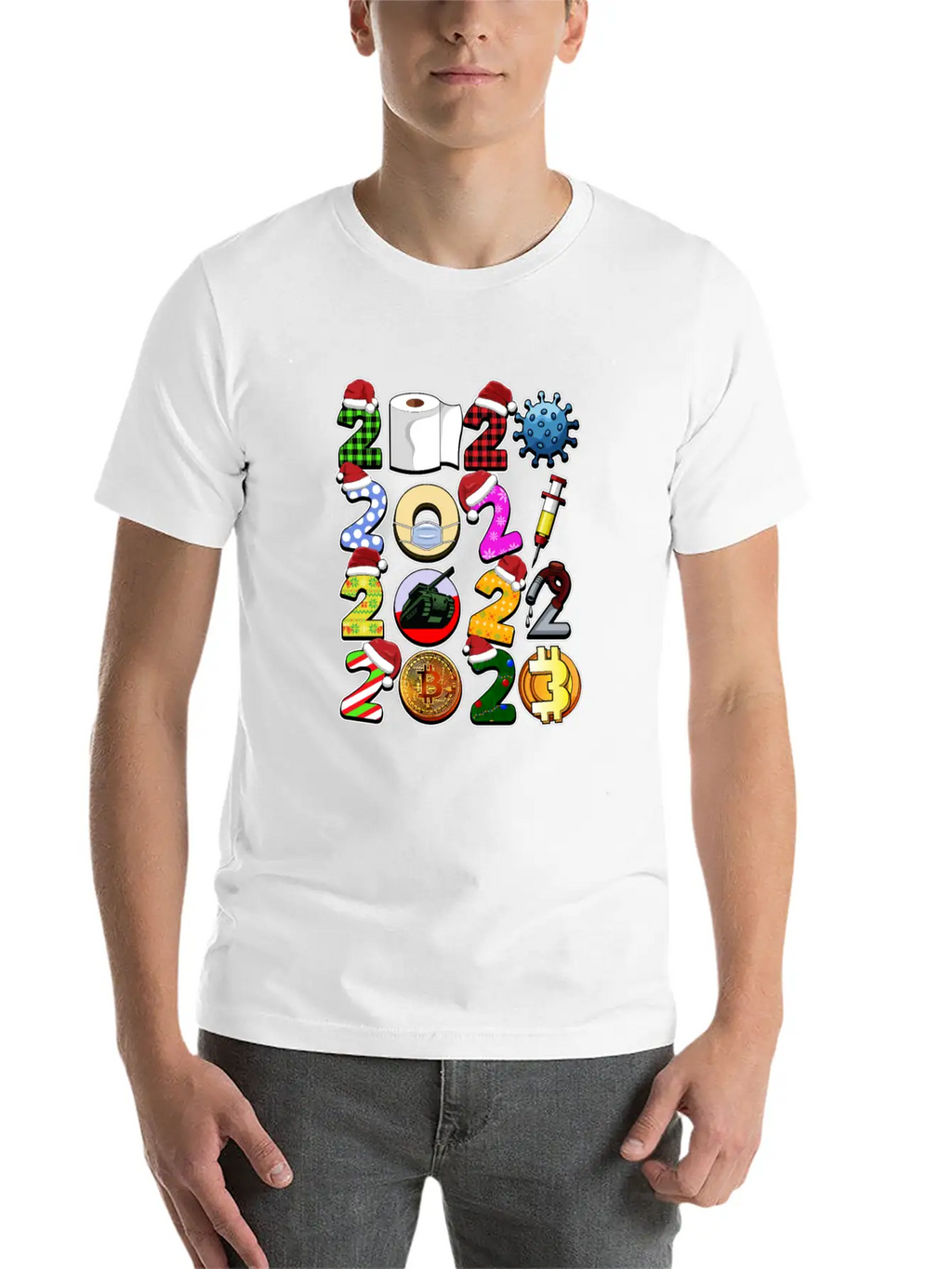 Simple Cute Funny Christmas Design Bitcoin And Cry Unisex Short Sleeve Soft Cotton T-Shirt – Casual Everyday Wear