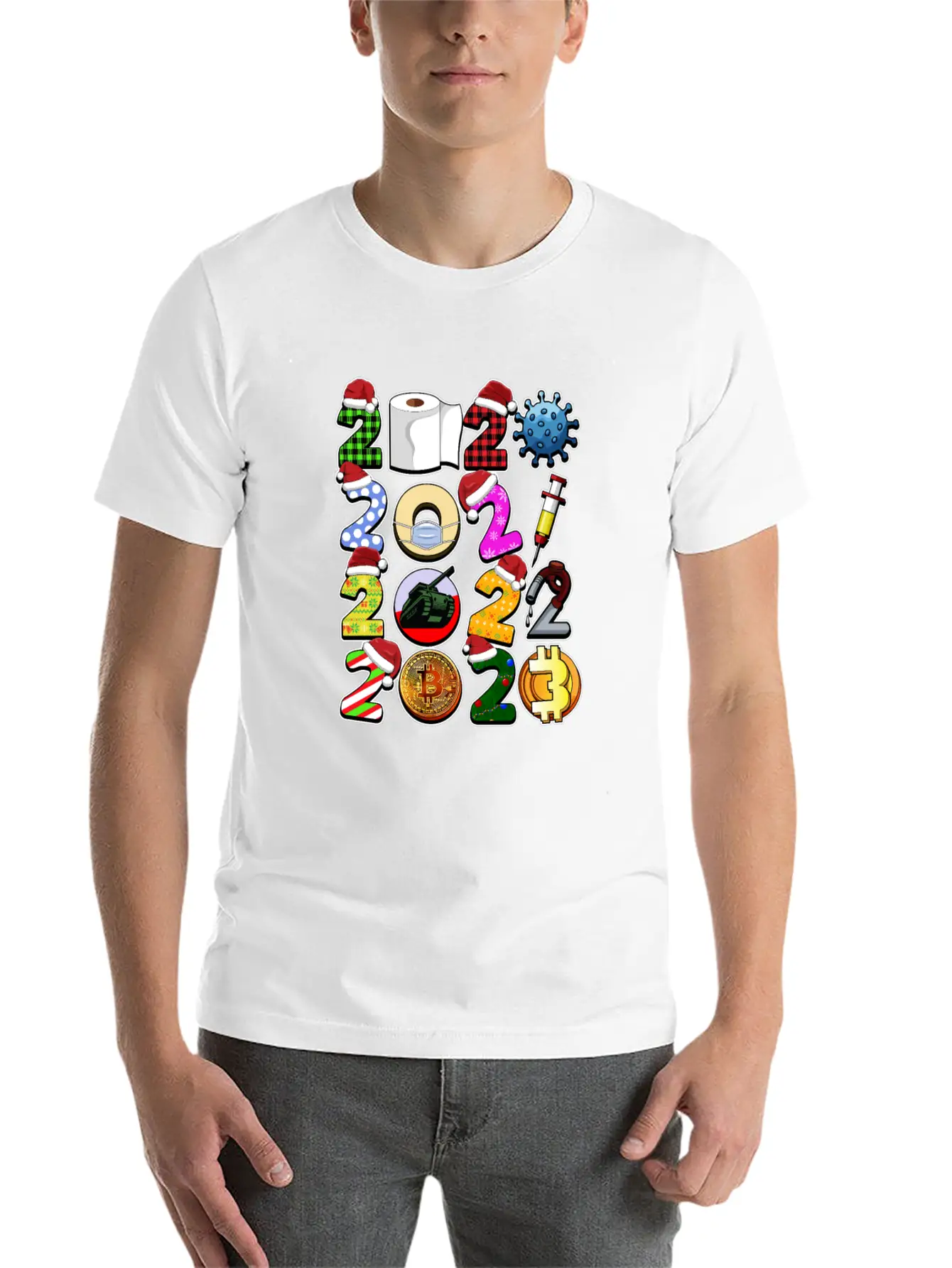 Simple Cute Funny Christmas Design Bitcoin And Cry Unisex Short Sleeve Soft Cotton T-Shirt – Casual Everyday Wear