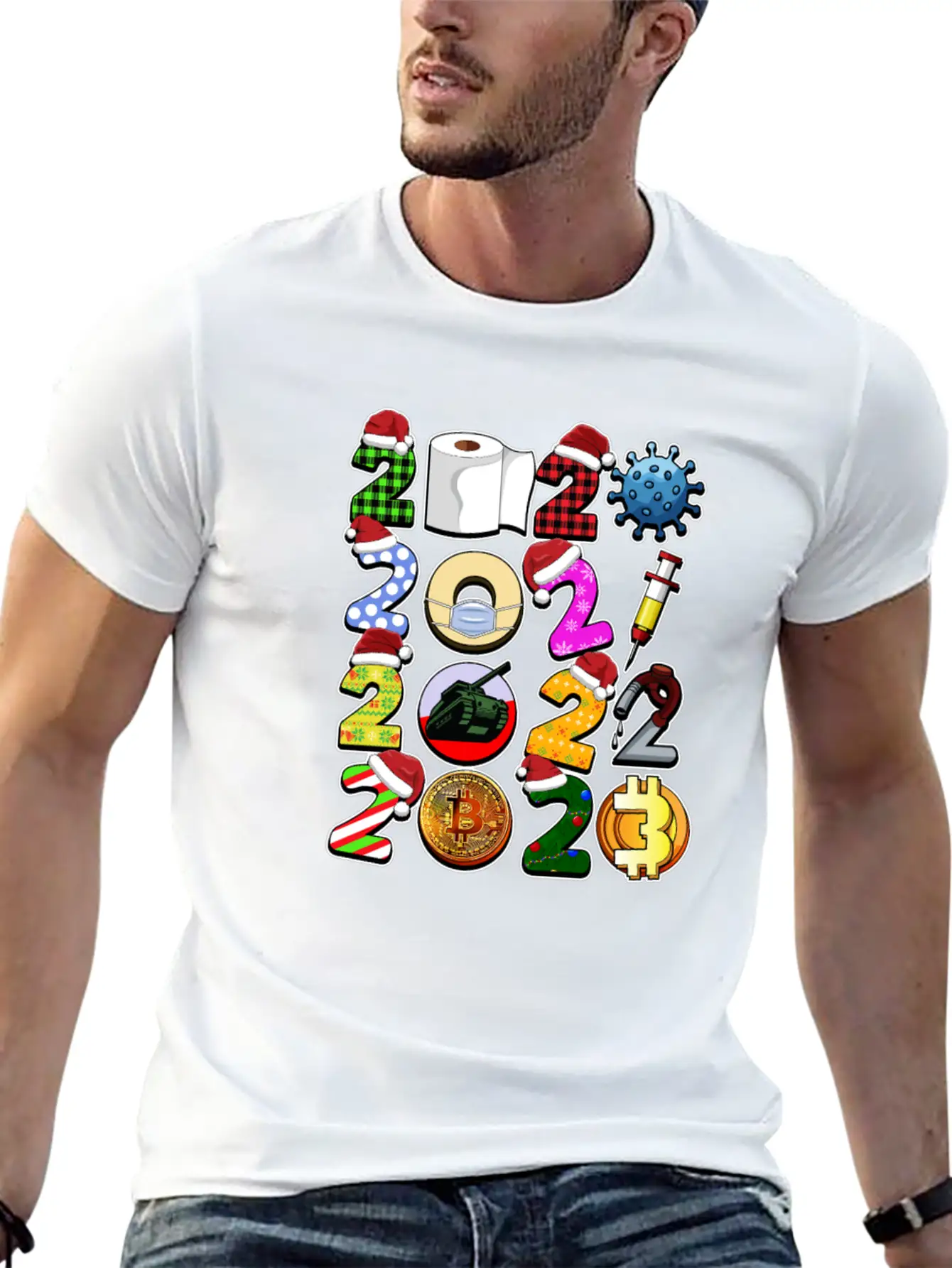Simple Cute Funny Christmas Design Bitcoin And Cry Unisex Short Sleeve Soft Cotton T-Shirt – Casual Everyday Wear