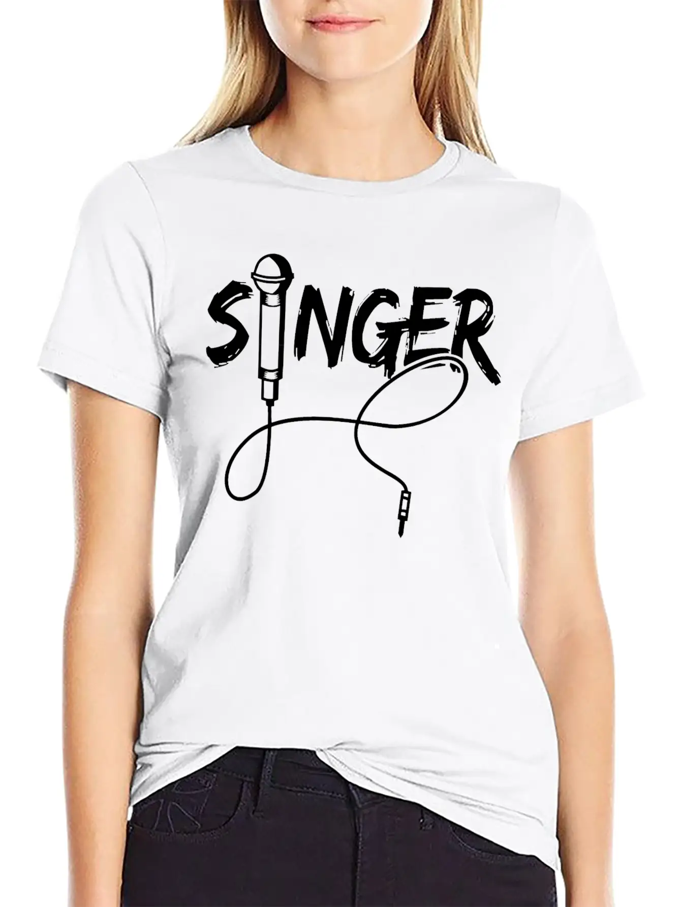 Singer - Band - Festival Music - Microphone Unisex Casual T-Shirt – Clean Design For Daily Comfort