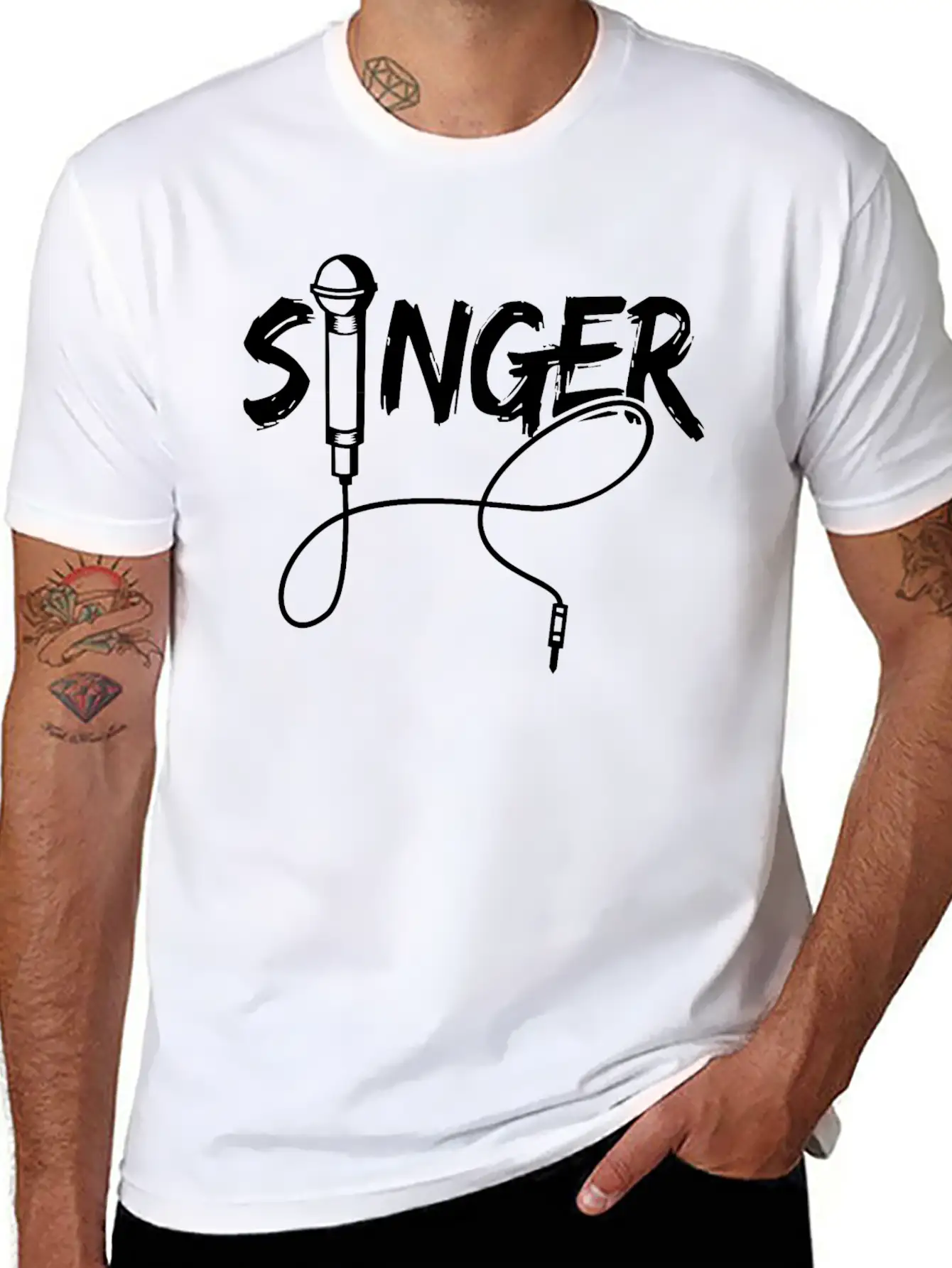 Singer - Band - Festival Music - Microphone Unisex Casual T-Shirt – Clean Design For Daily Comfort