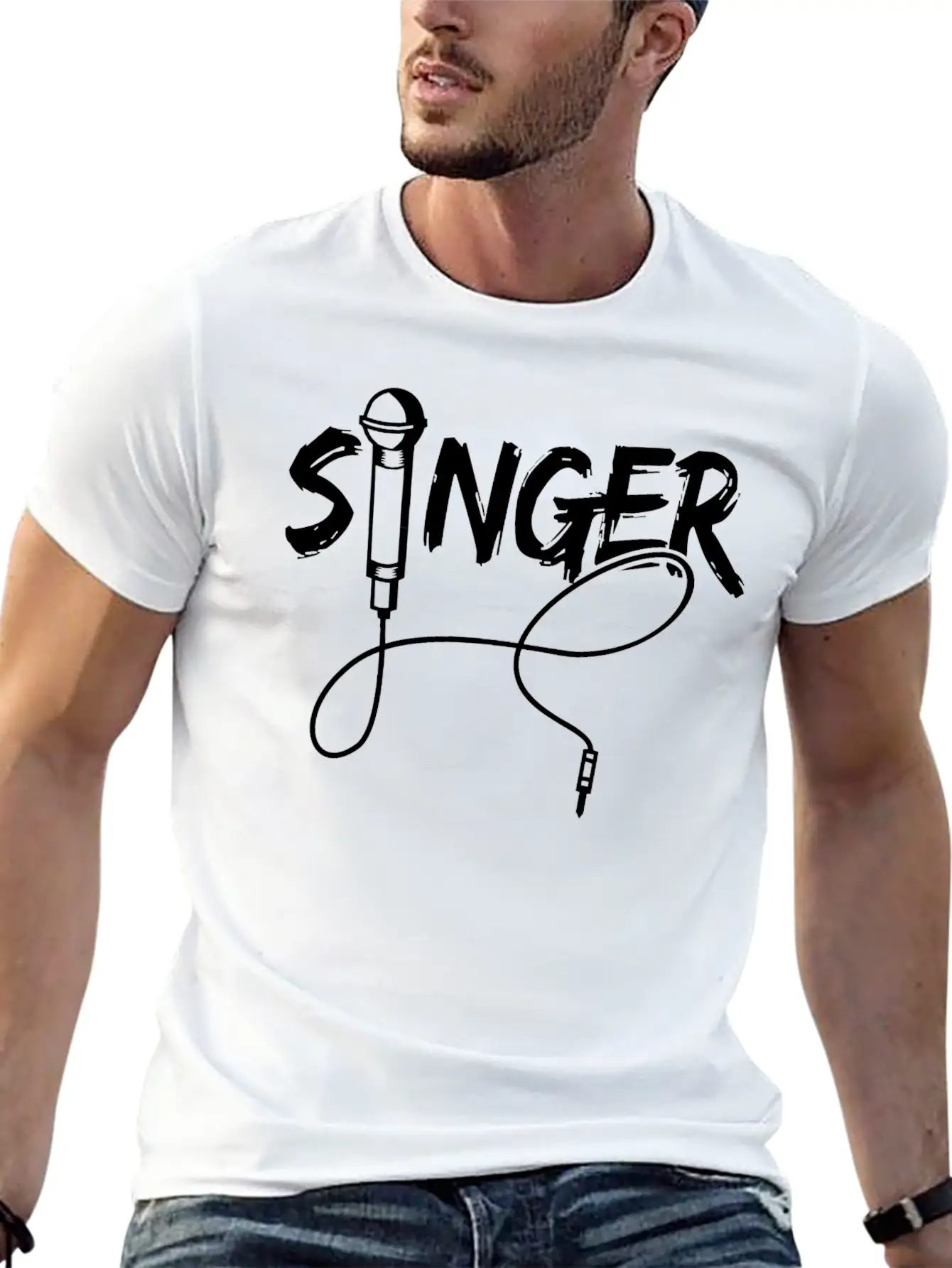 Singer - Band - Festival Music - Microphone Unisex Casual T-Shirt – Clean Design For Daily Comfort