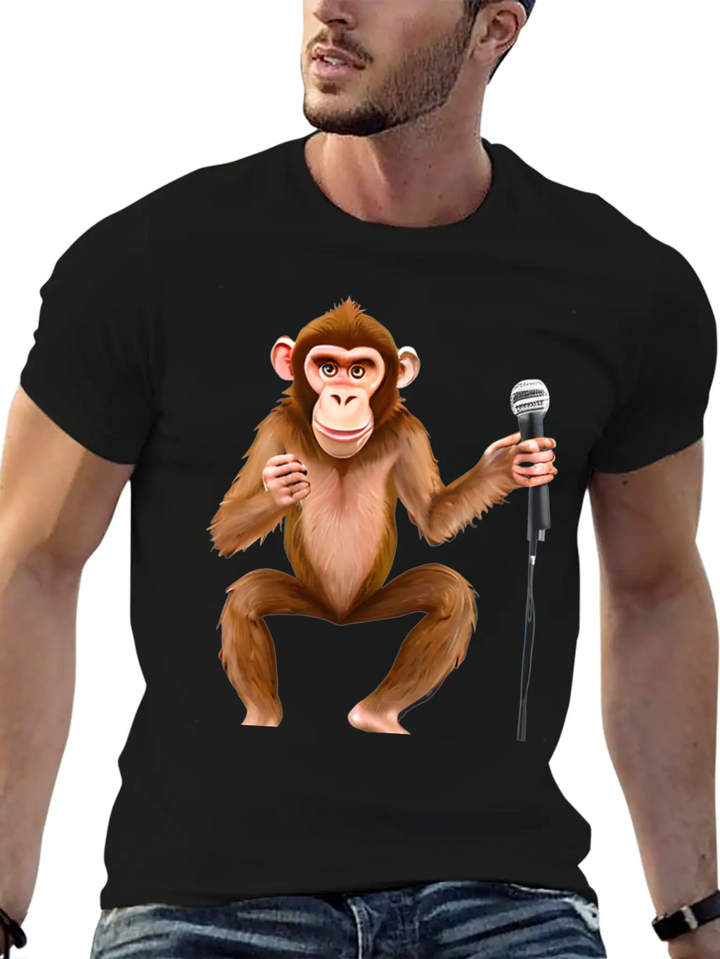 Singing Monkey Essential Cotton Tee For Daily Outfits – Unisex Style
