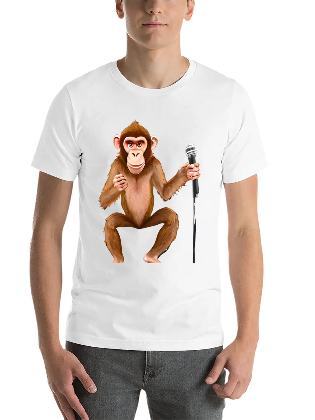 Singing Monkey Essential Cotton Tee For Daily Outfits – Unisex Style