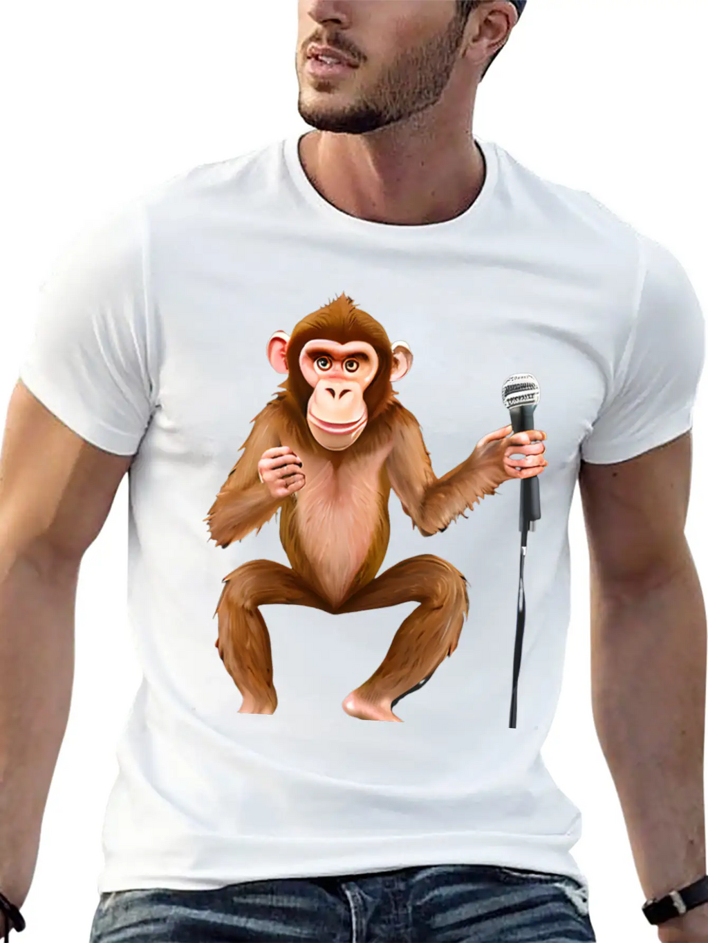 Singing Monkey Essential Cotton Tee For Daily Outfits – Unisex Style