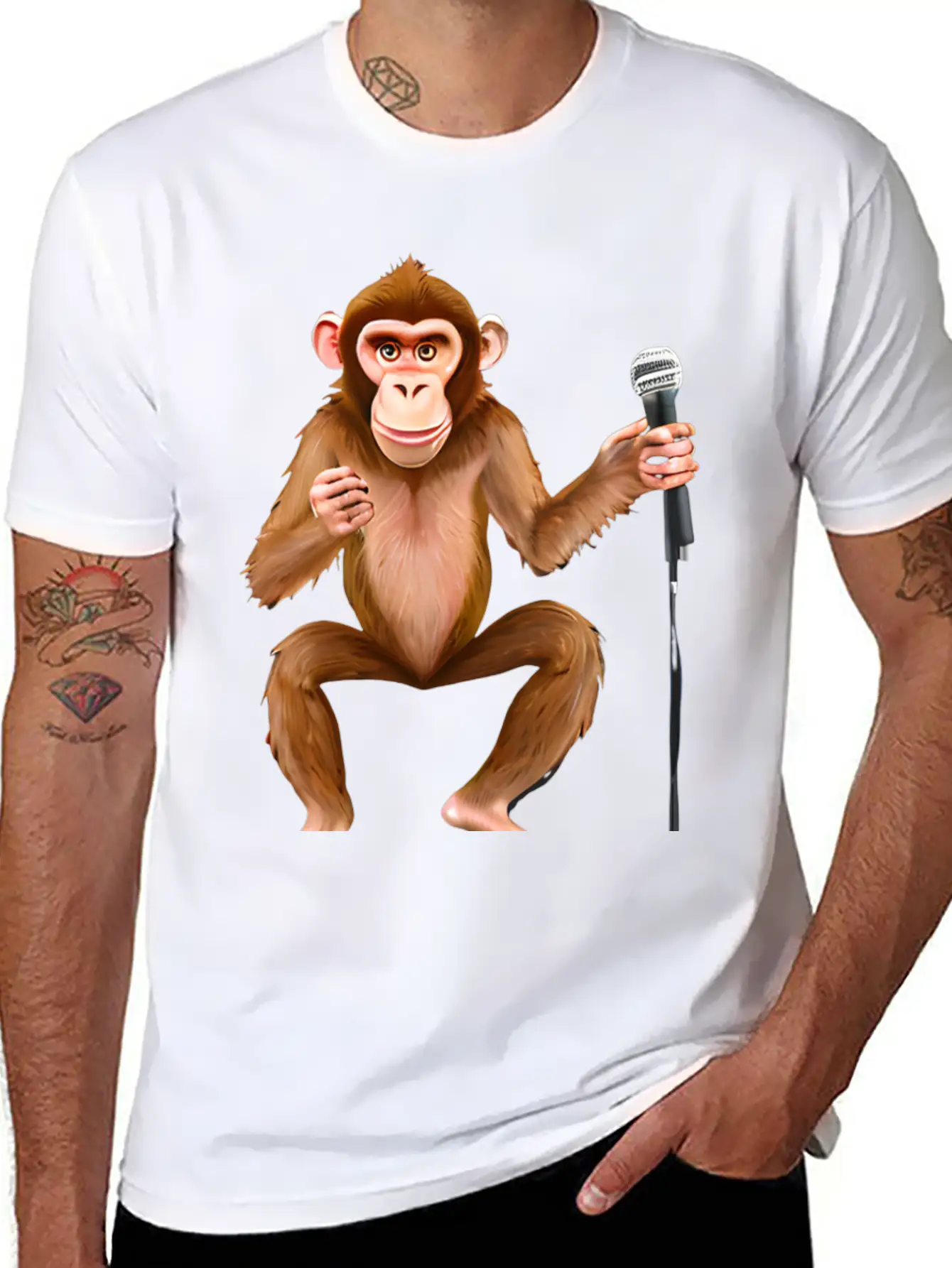 Singing Monkey Essential Cotton Tee For Daily Outfits – Unisex Style