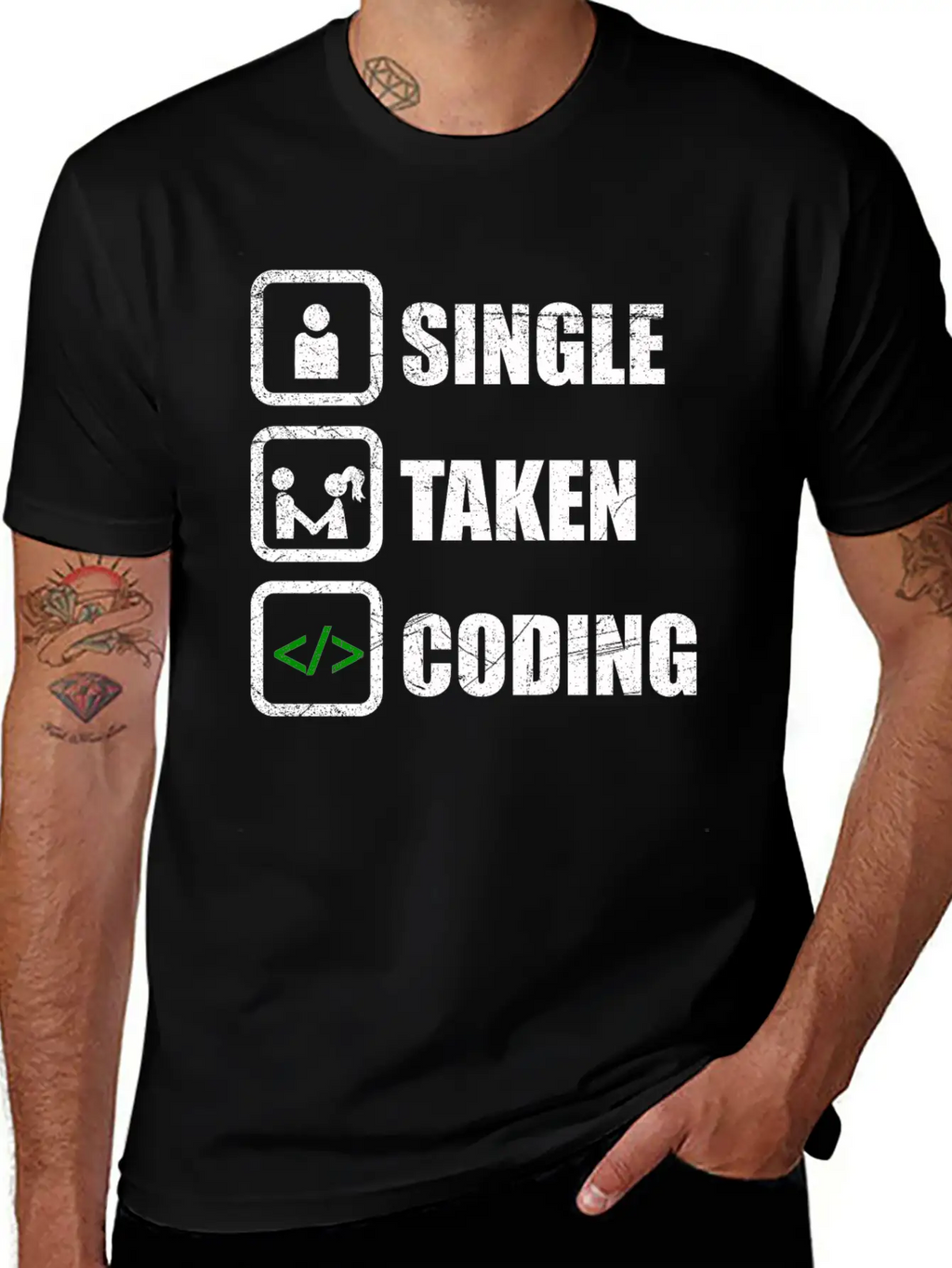 Single Taken Coding Funny Developer Gift Idea Unisex Casual T-Shirt – Clean Design For Daily Comfort