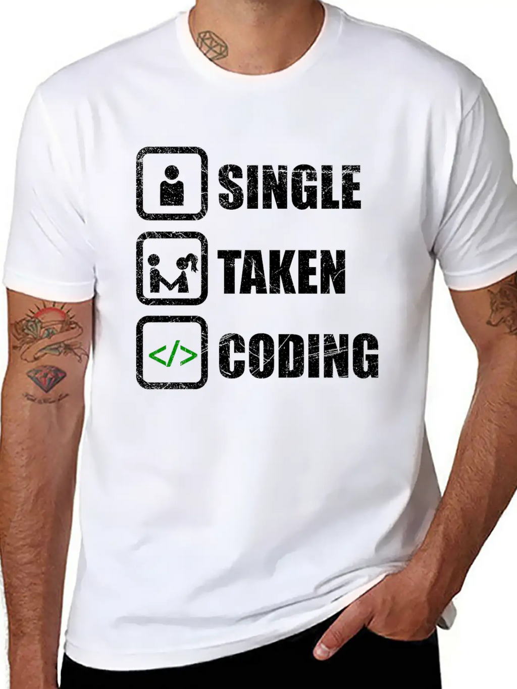 Single Taken Coding Funny Developer Gift Idea Unisex Casual T-Shirt – Clean Design For Daily Comfort