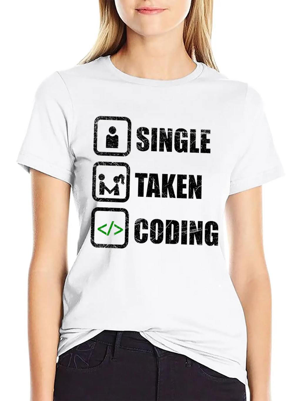Single Taken Coding Funny Developer Gift Idea Unisex Casual T-Shirt – Clean Design For Daily Comfort