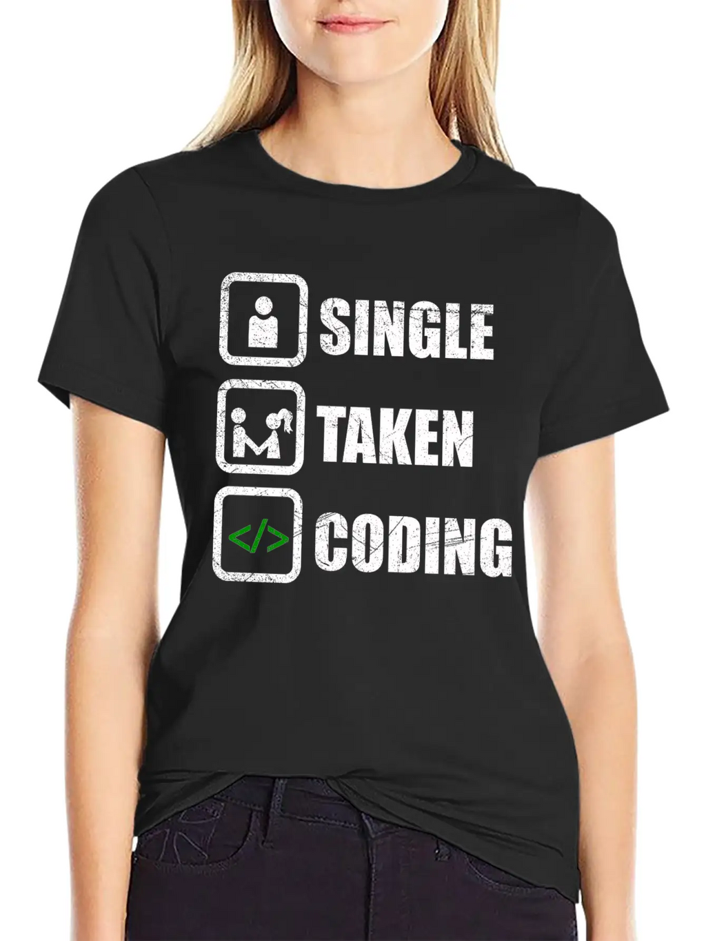 Single Taken Coding Funny Developer Gift Idea Unisex Casual T-Shirt – Clean Design For Daily Comfort