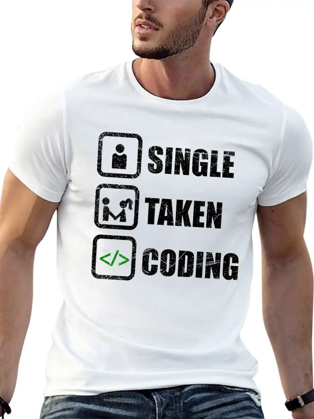Single Taken Coding Funny Developer Gift Idea Unisex Casual T-Shirt – Clean Design For Daily Comfort