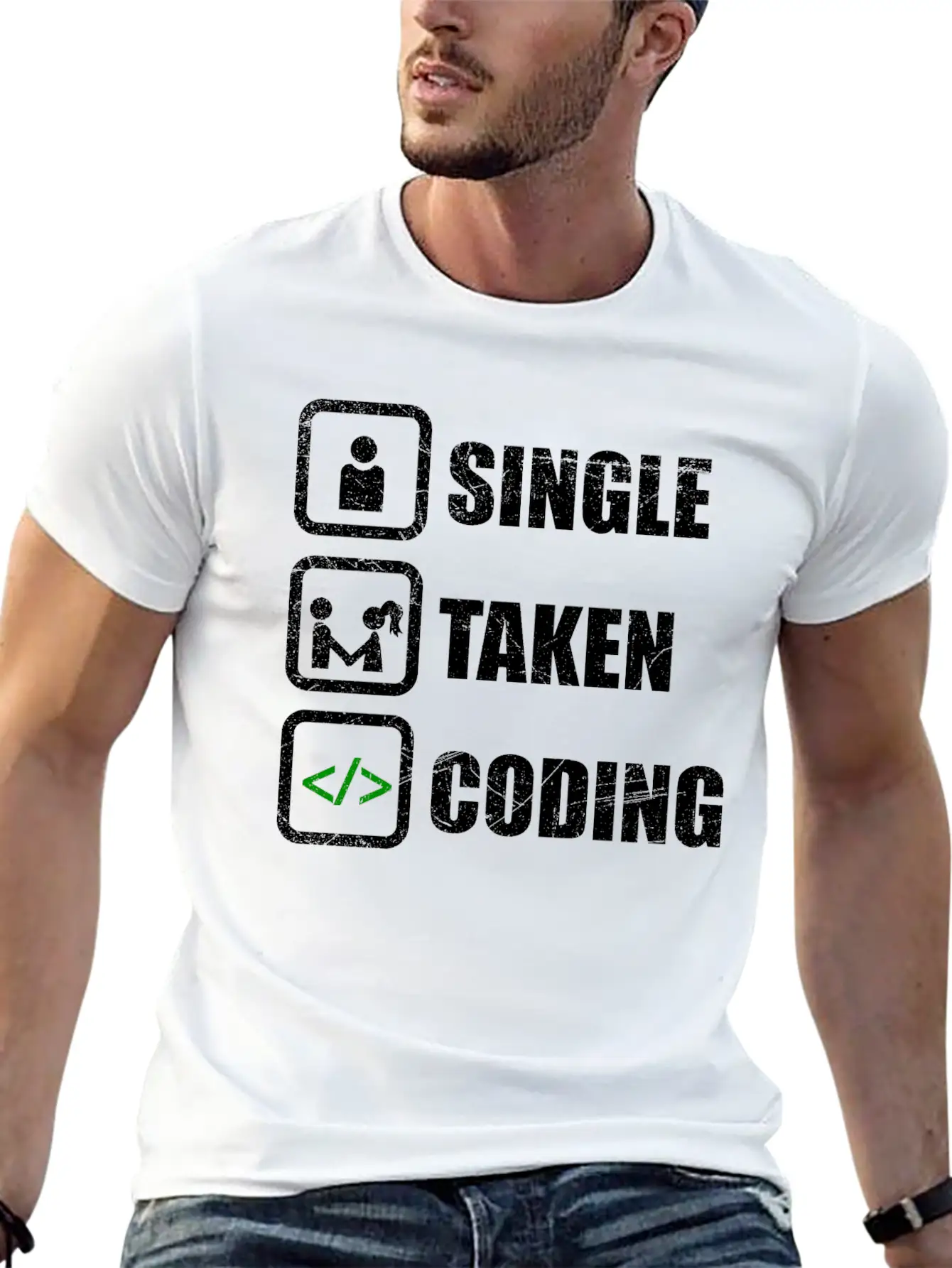 Single Taken Coding Funny Developer Gift Idea Unisex Casual T-Shirt – Clean Design For Daily Comfort