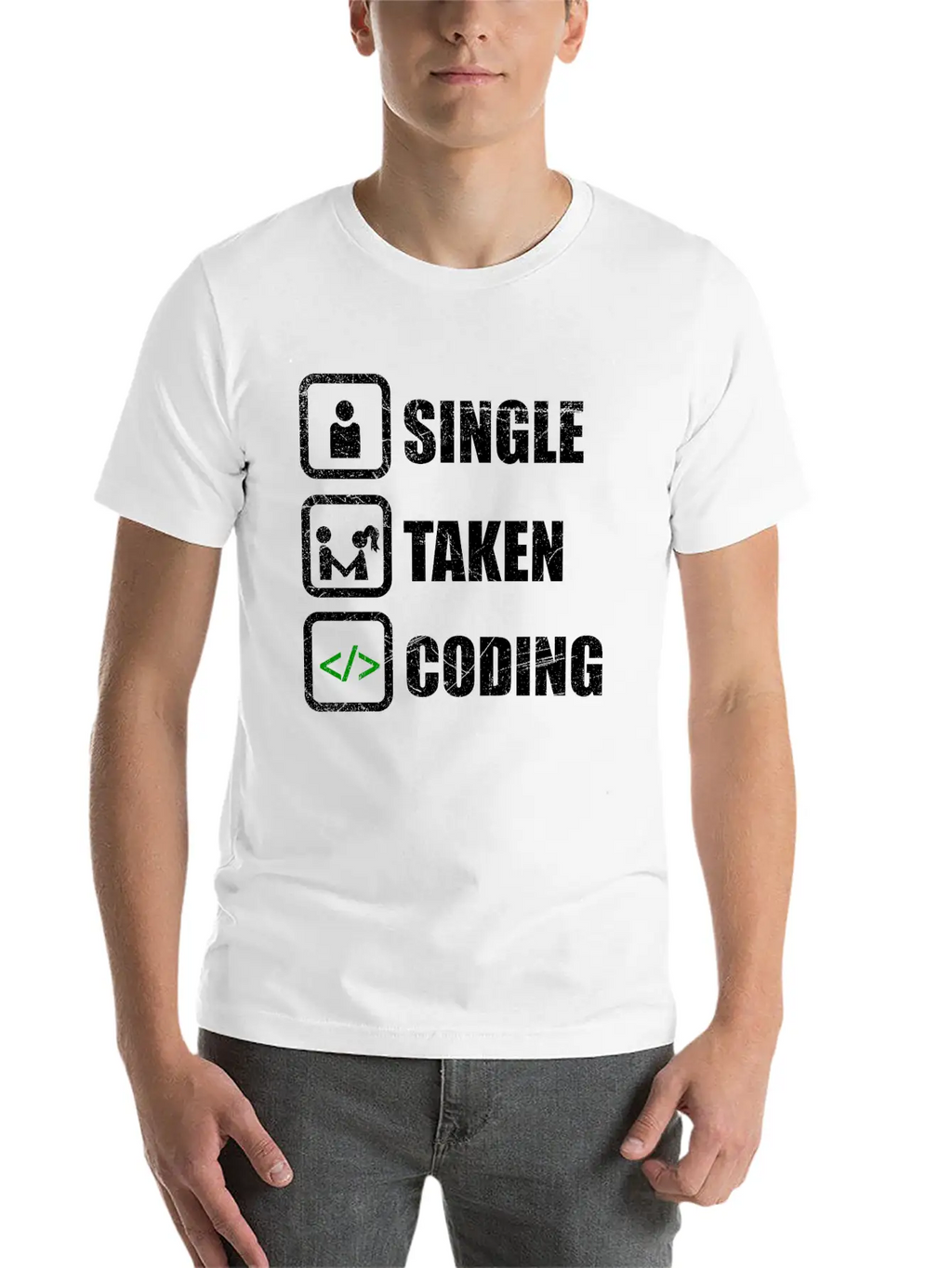 Single Taken Coding Funny Developer Gift Idea Unisex Casual T-Shirt – Clean Design For Daily Comfort