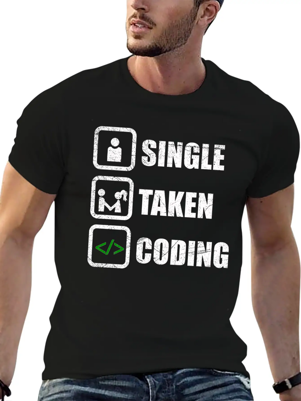 Single Taken Coding Funny Developer Gift Idea Unisex Casual T-Shirt – Clean Design For Daily Comfort