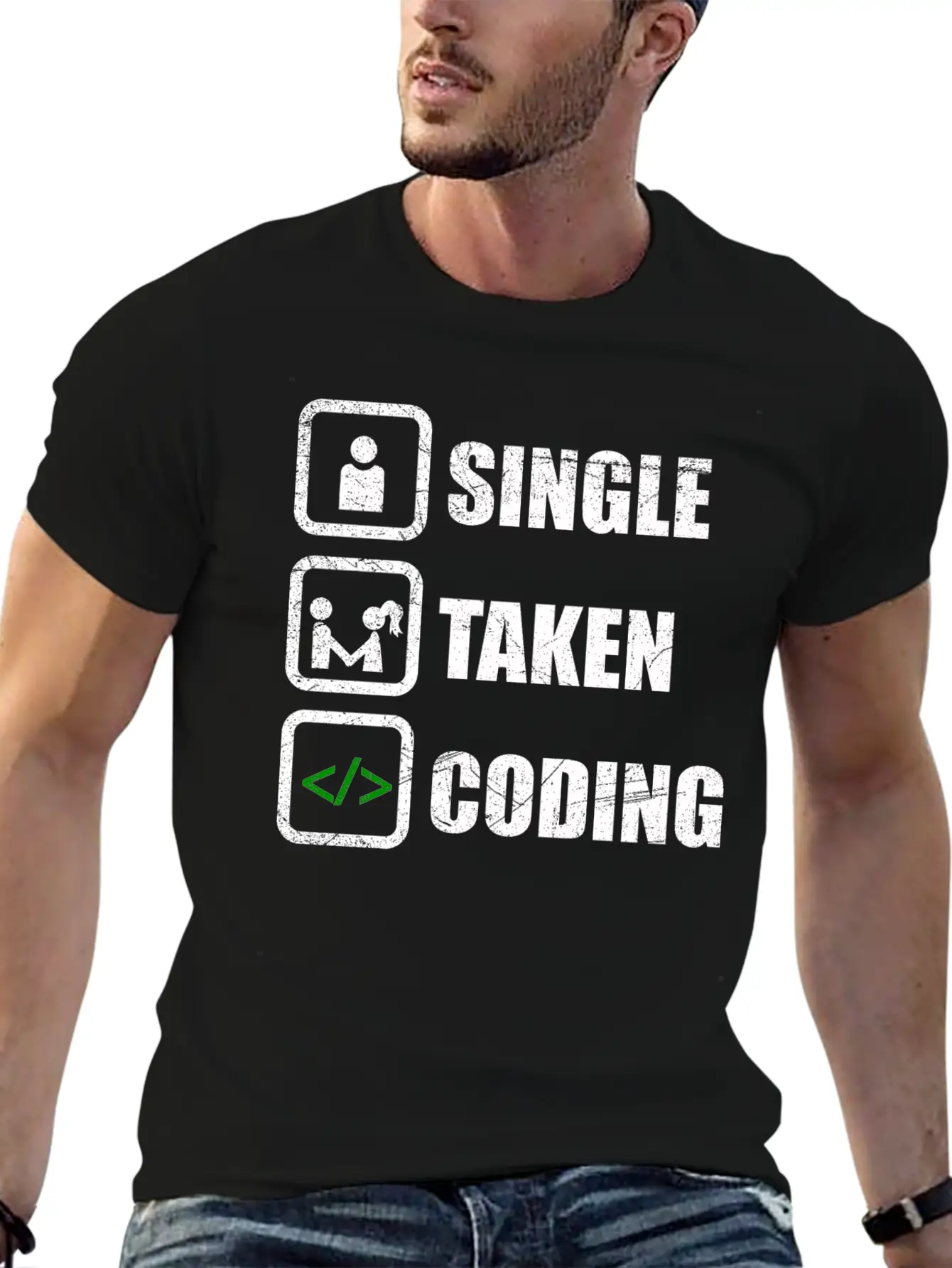 Single Taken Coding Funny Developer Gift Idea Unisex Casual T-Shirt – Clean Design For Daily Comfort