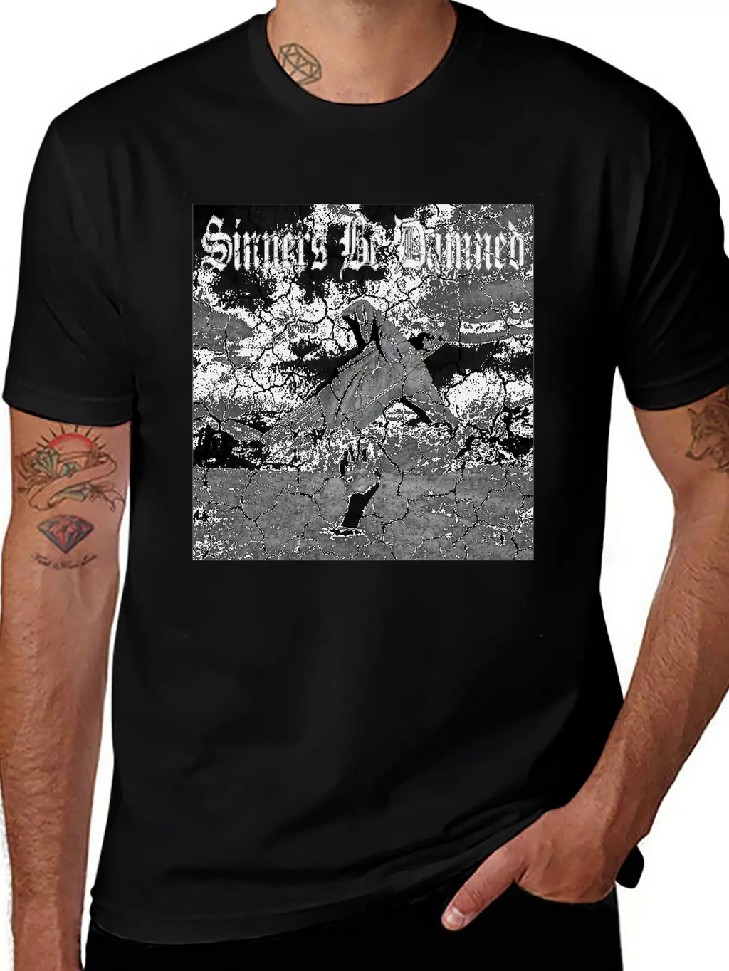 Sinners Be Damned Graphic Design Unisex Casual T-Shirt – Clean Design For Daily Comfort