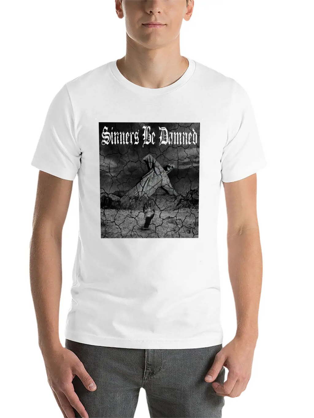 Sinners Be Damned Graphic Design Unisex Casual T-Shirt – Clean Design For Daily Comfort