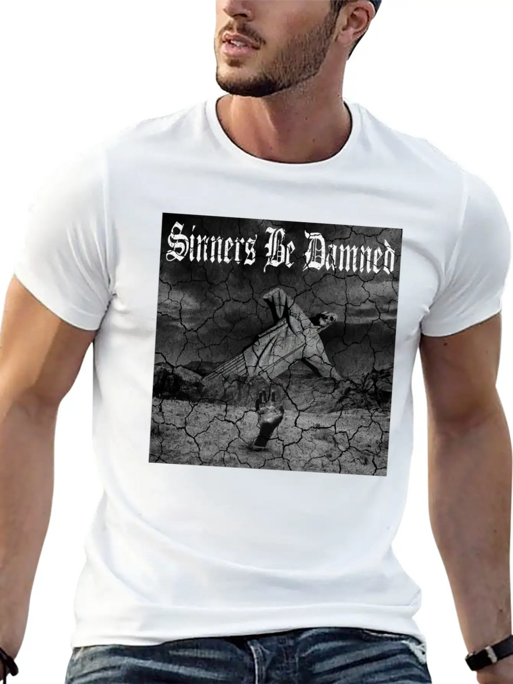 Sinners Be Damned Graphic Design Unisex Casual T-Shirt – Clean Design For Daily Comfort