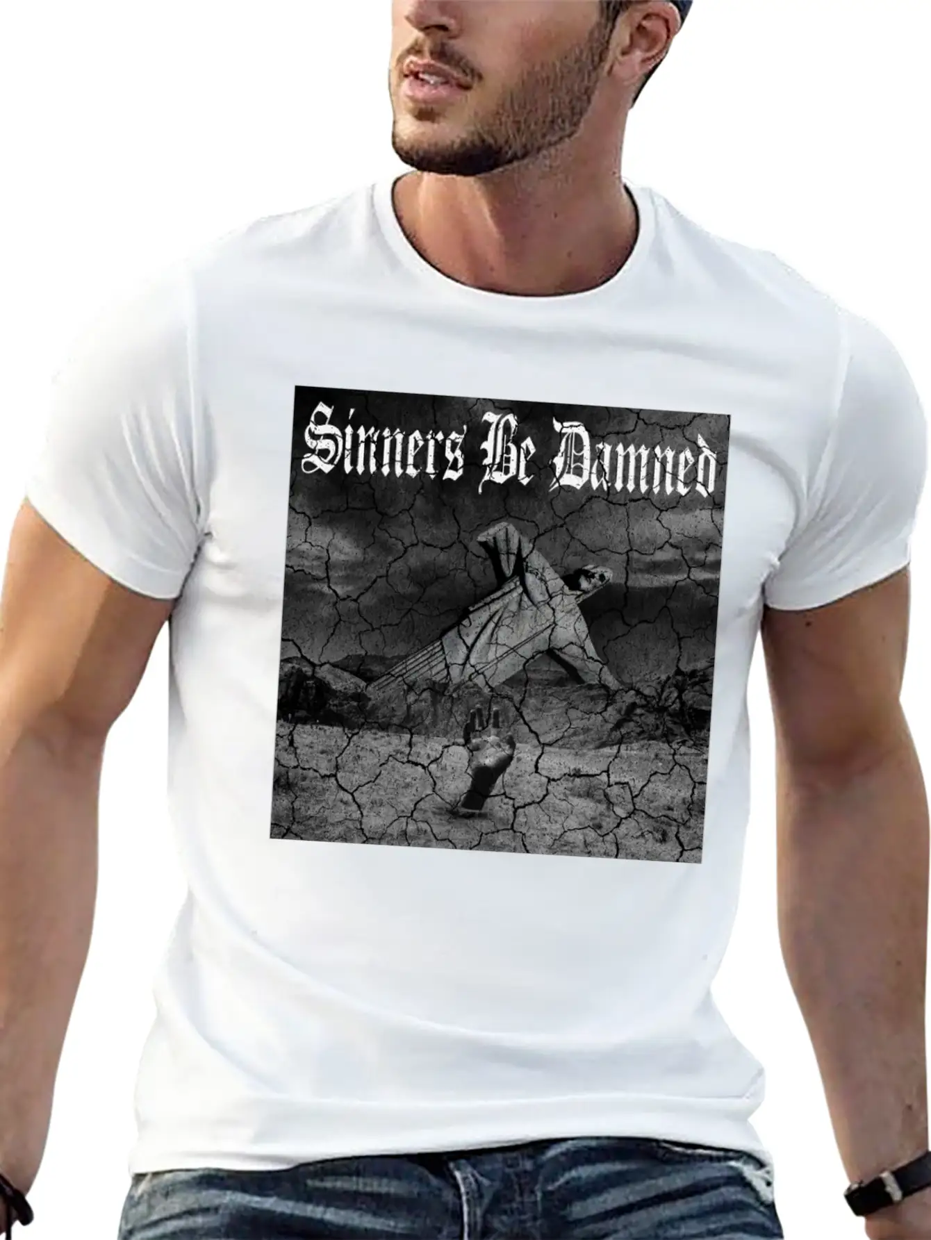 Sinners Be Damned Graphic Design Unisex Casual T-Shirt – Clean Design For Daily Comfort