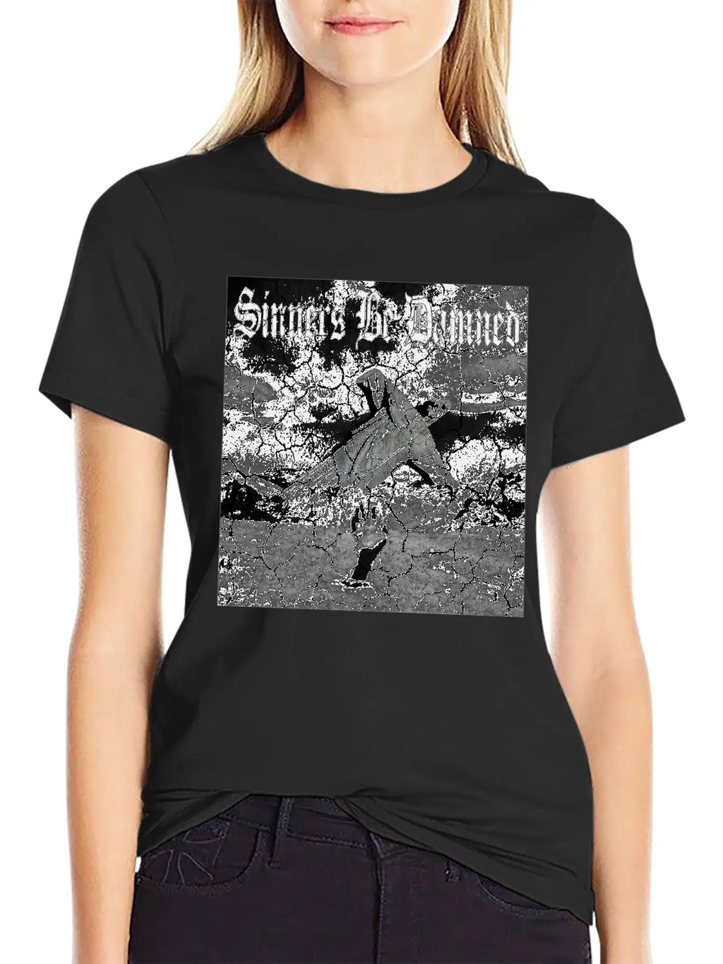 Sinners Be Damned Graphic Design Unisex Casual T-Shirt – Clean Design For Daily Comfort