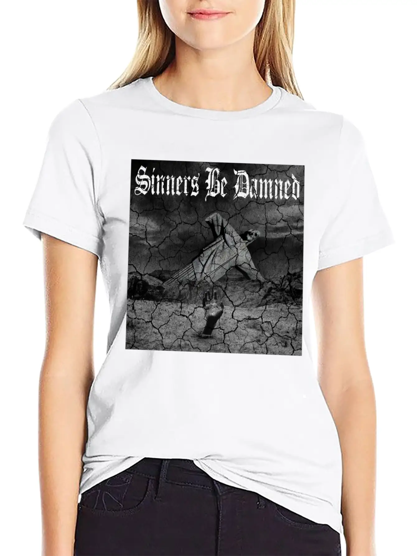 Sinners Be Damned Graphic Design Unisex Casual T-Shirt – Clean Design For Daily Comfort