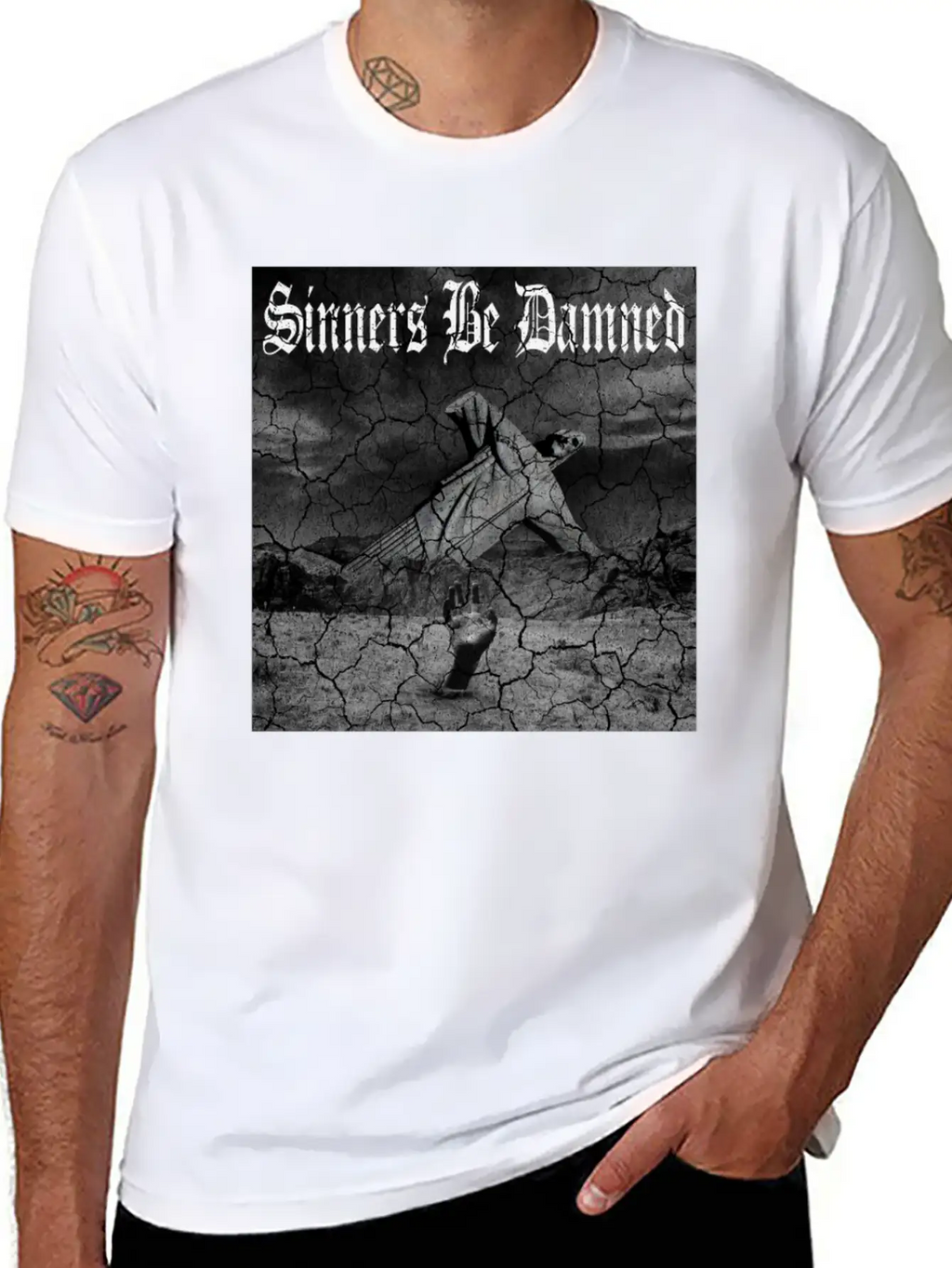 Sinners Be Damned Graphic Design Unisex Casual T-Shirt – Clean Design For Daily Comfort