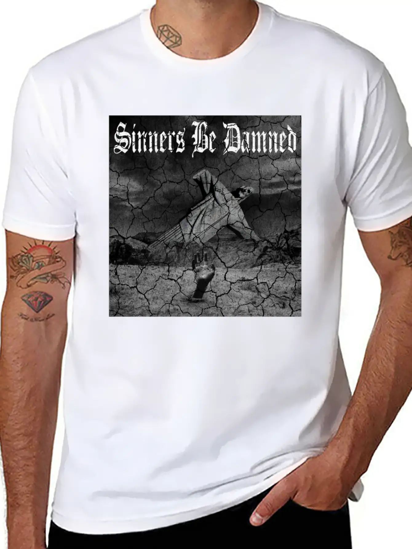 Sinners Be Damned Graphic Design Unisex Casual T-Shirt – Clean Design For Daily Comfort