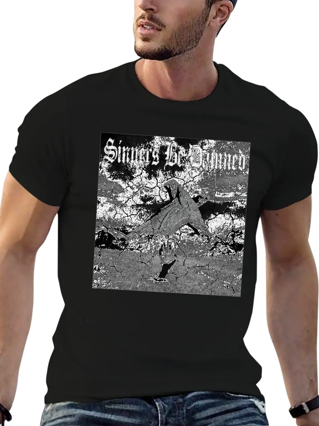 Sinners Be Damned Graphic Design Unisex Casual T-Shirt – Clean Design For Daily Comfort