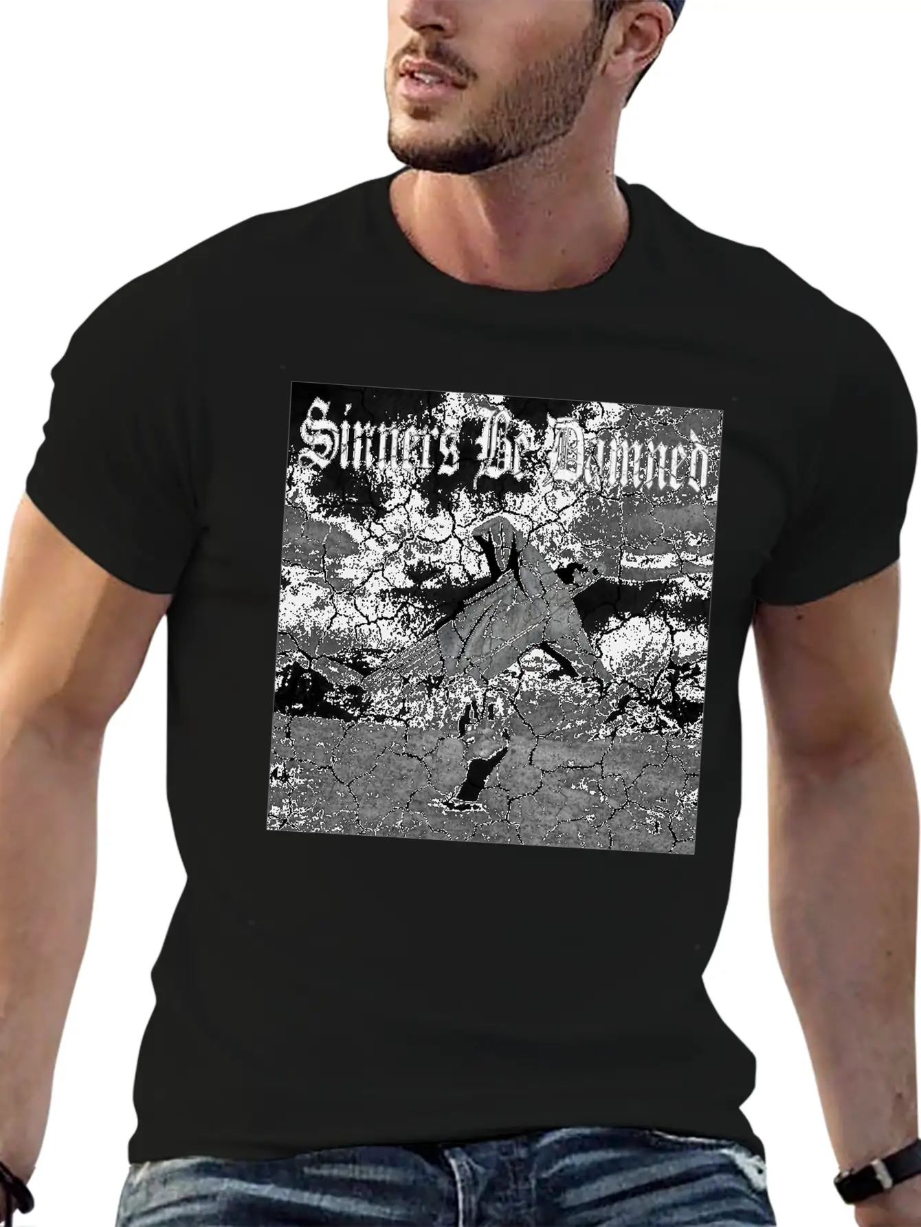 Sinners Be Damned Graphic Design Unisex Casual T-Shirt – Clean Design For Daily Comfort