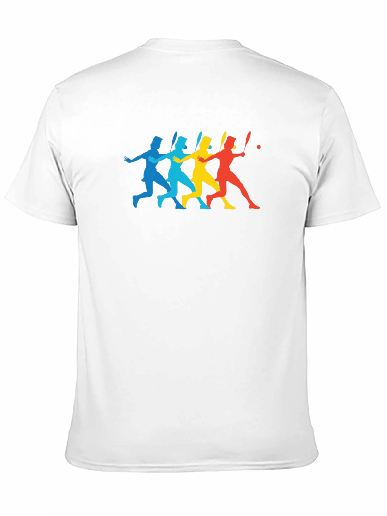 Colorful Tennis Player Silhouette Black T-Shirt