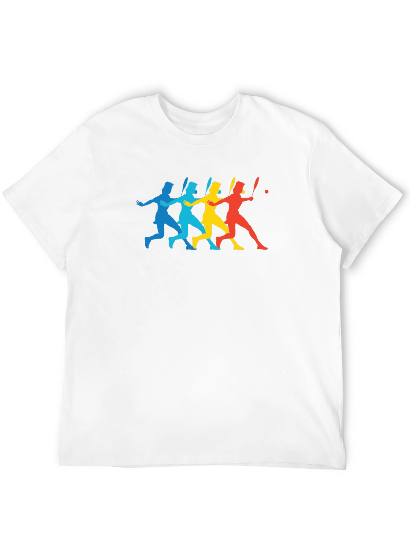 Colorful Tennis Player Silhouette Black T-Shirt